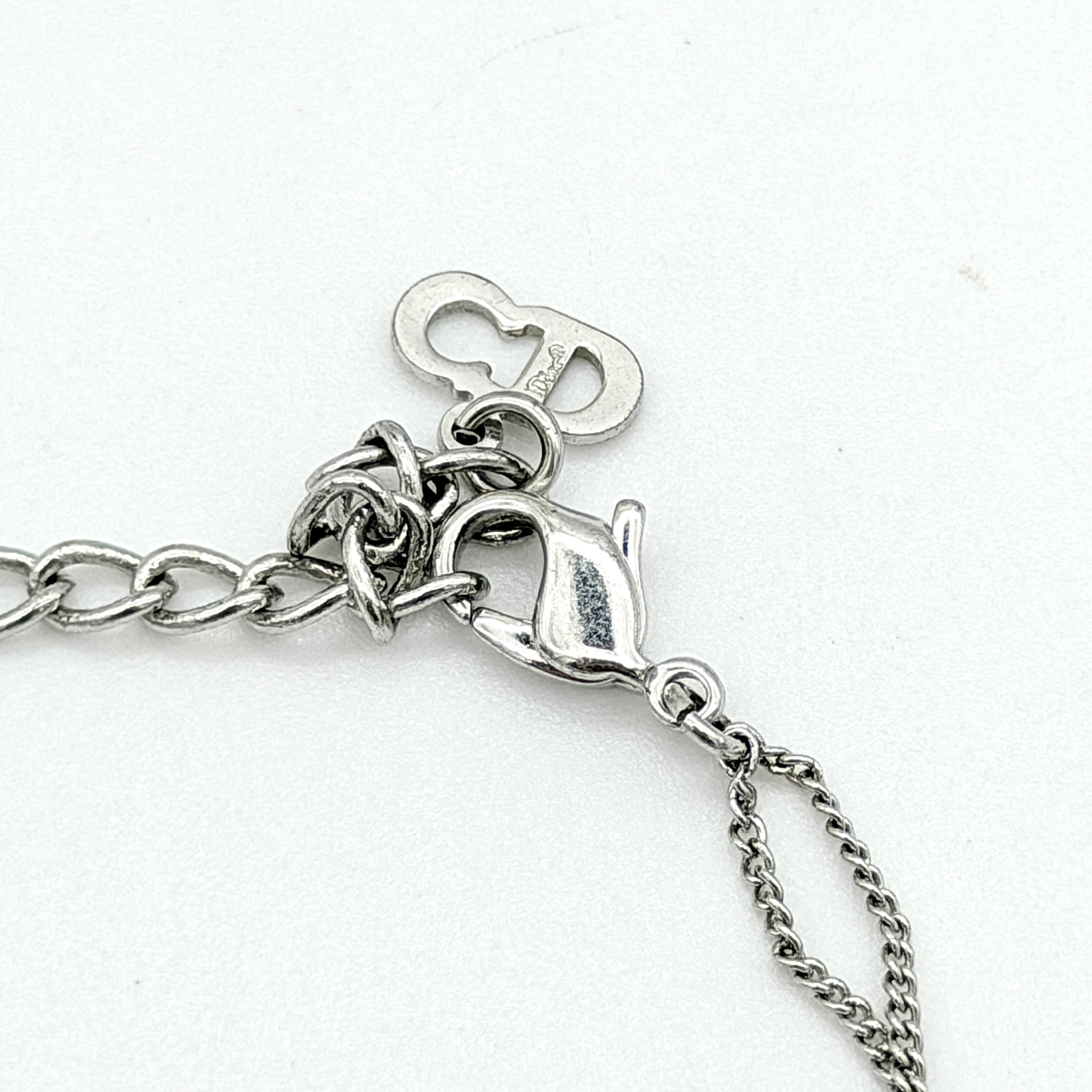 Christian Dior Logo Double Chain Bracelet Silver