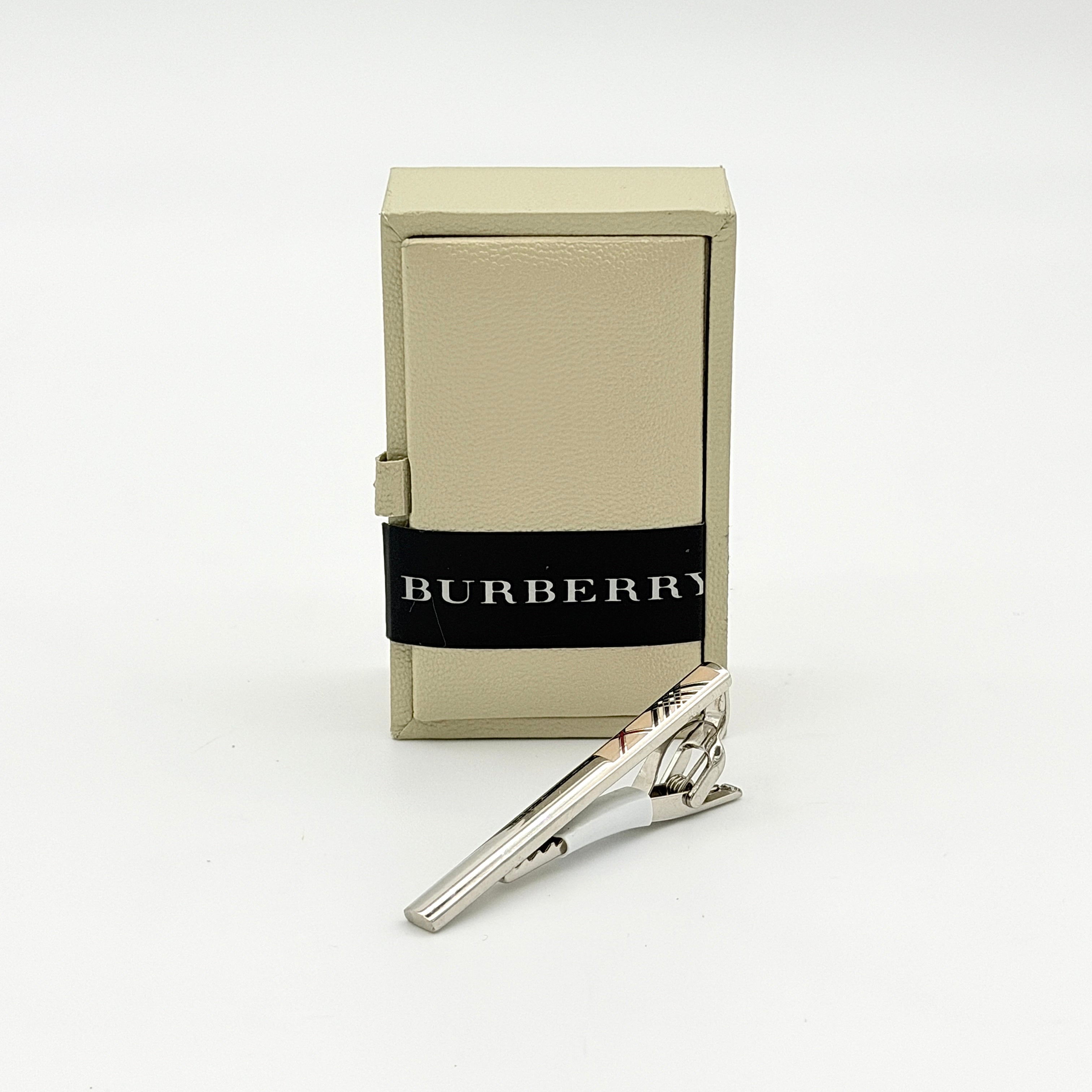 Burberry Nova Check Tie Clip Beige/Silver