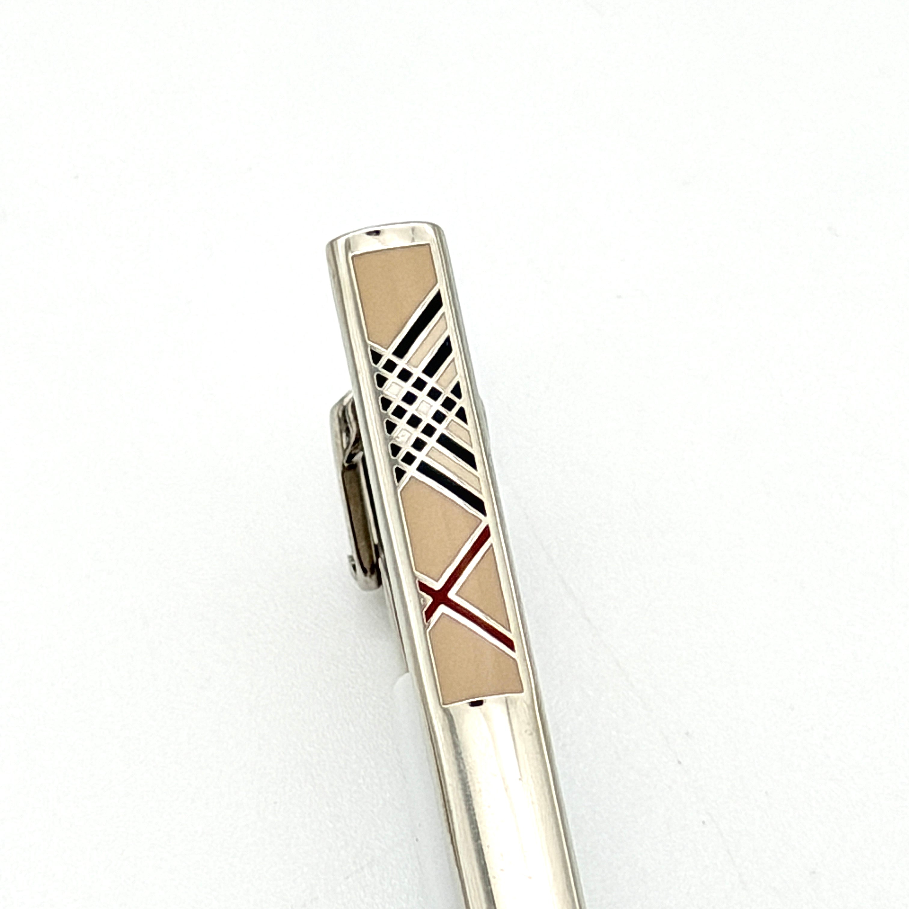 Burberry Nova Check Tie Clip Beige/Silver