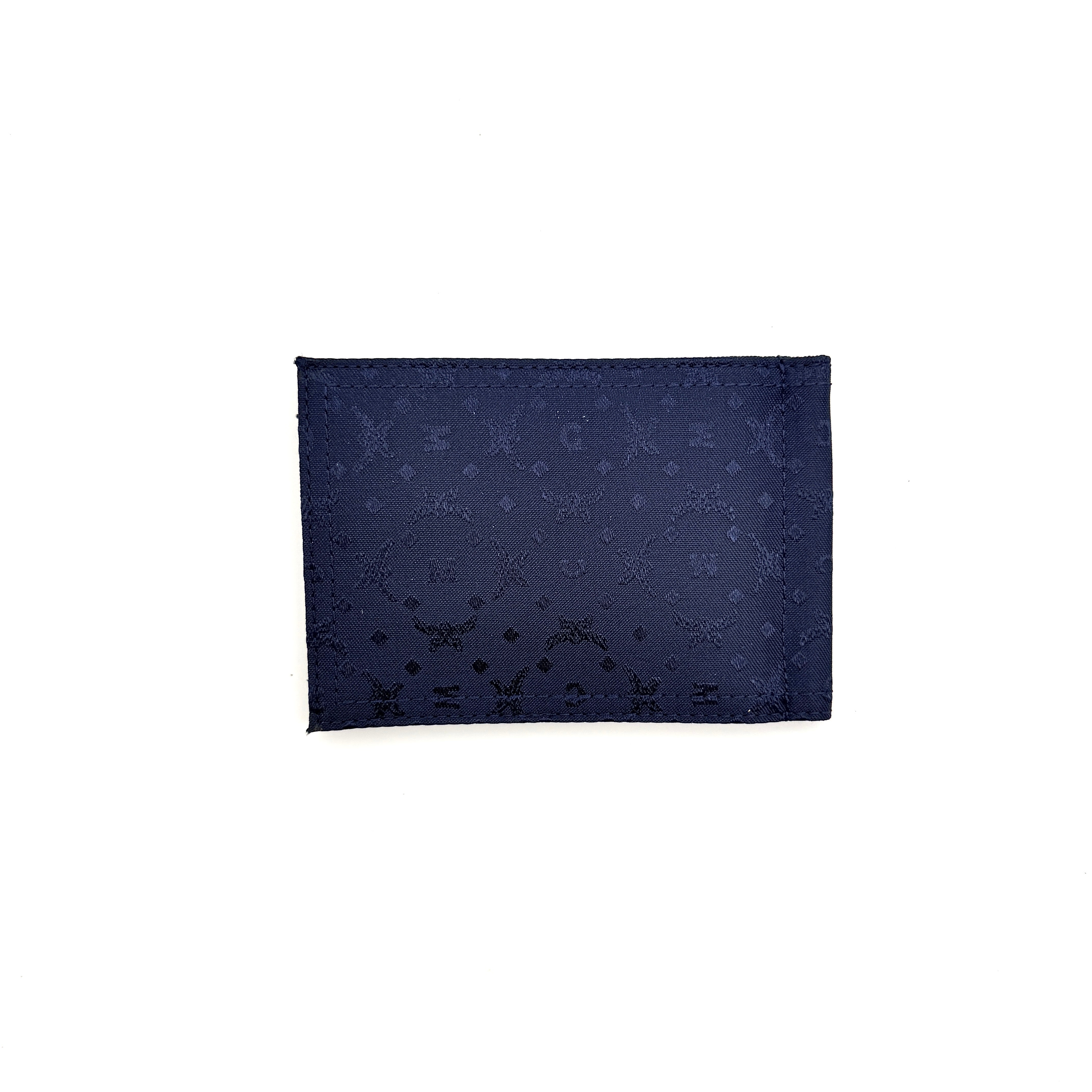 MCM Monogram Logo Plaque Wallet Navy Blue