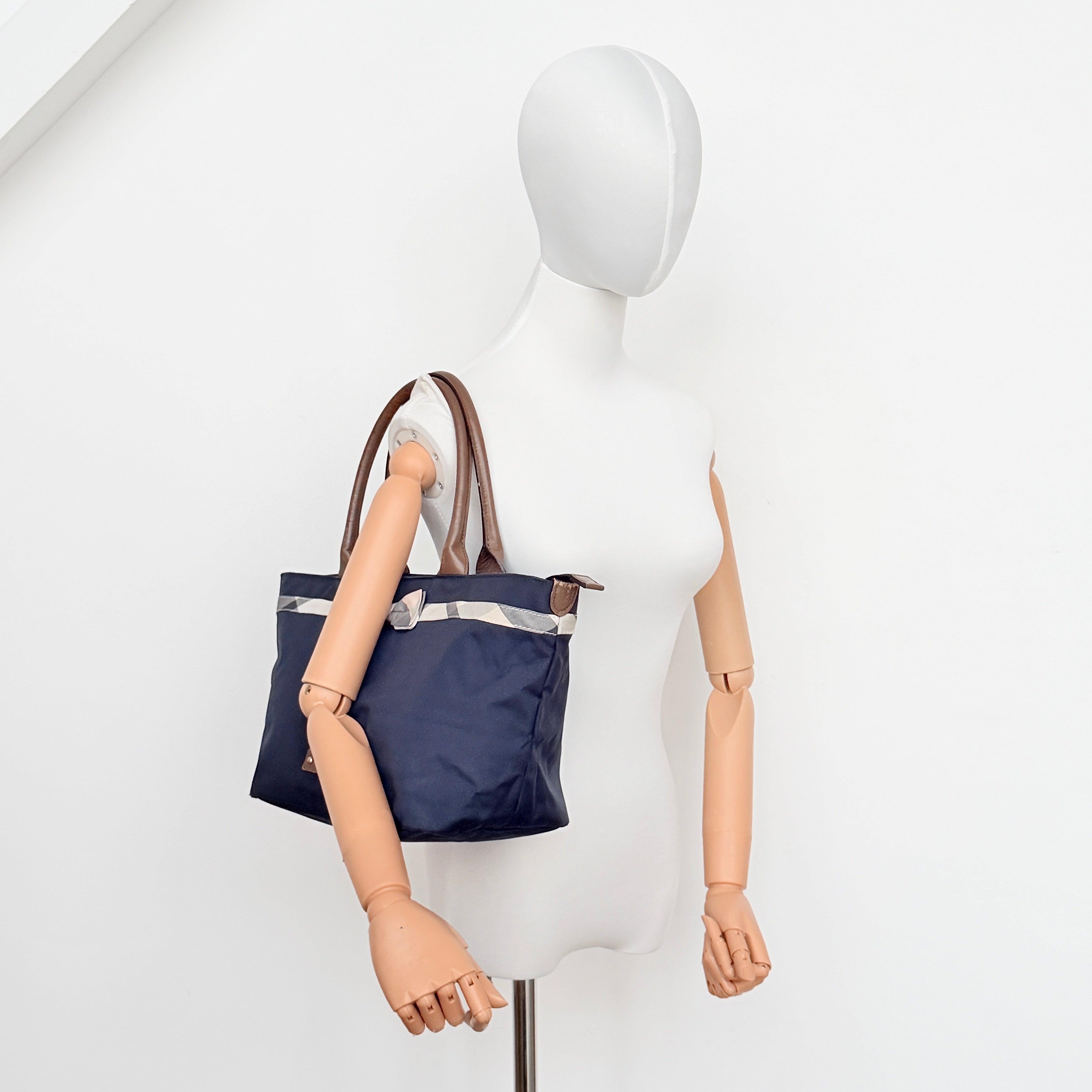 Burberry Blue Label Crestbridge Ribbon Shoulder Bag Navy Blue/Brown