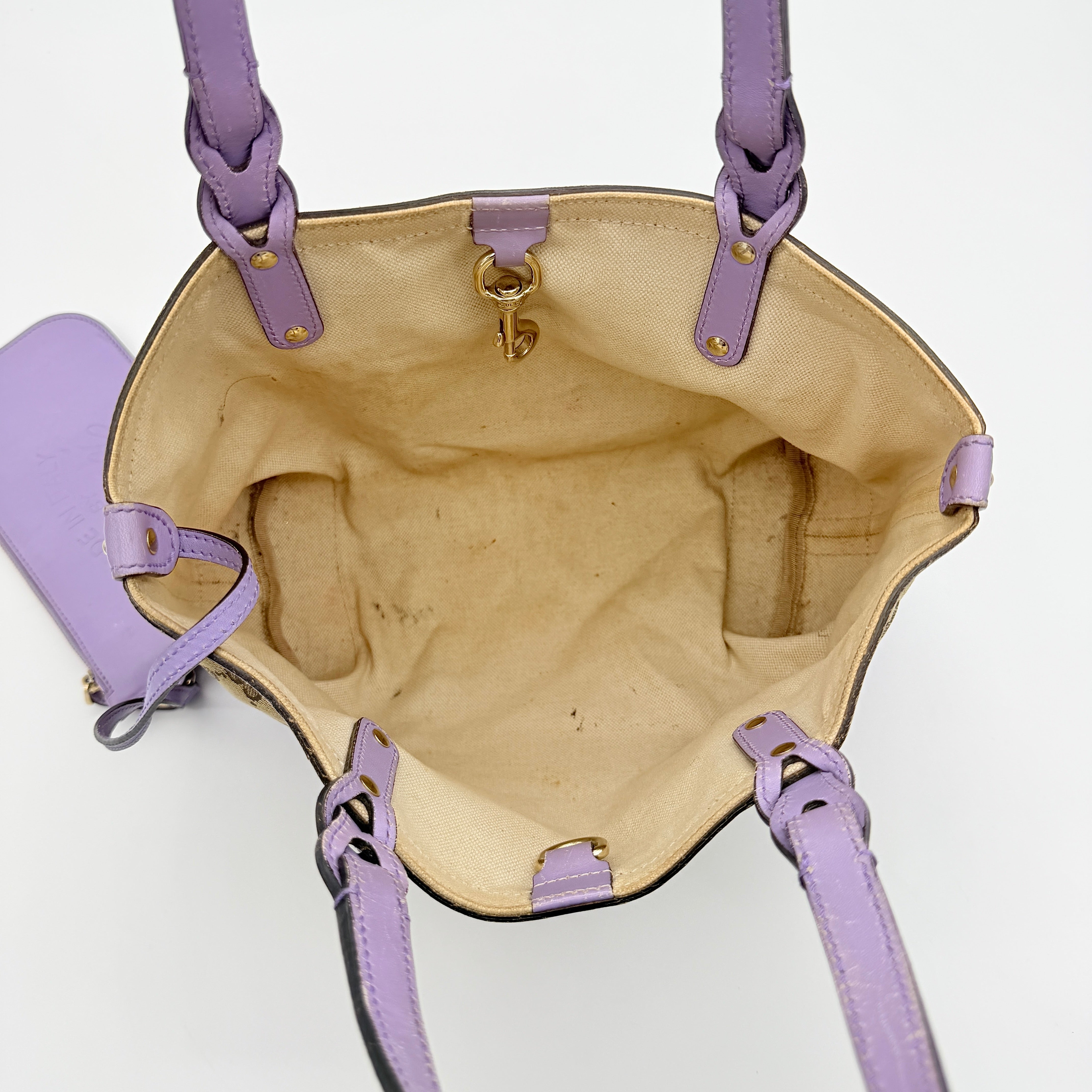 Gucci GG Monogram Craft Tote Bag Beige/Purple