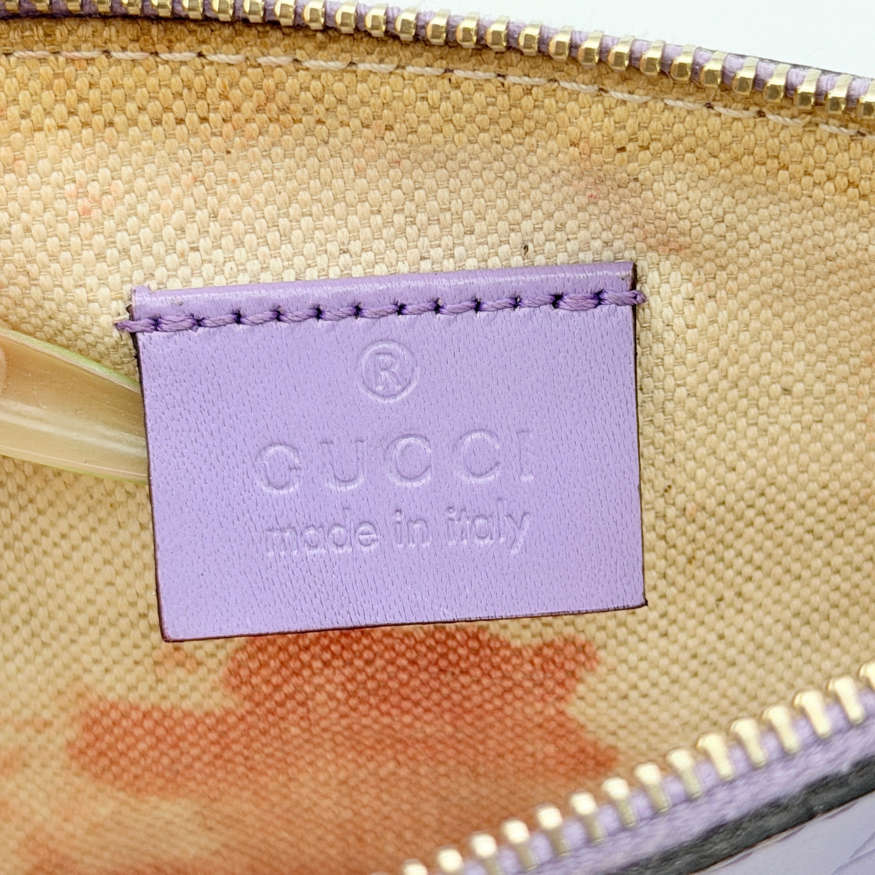 Gucci GG Monogram Craft Tote Bag Beige/Purple