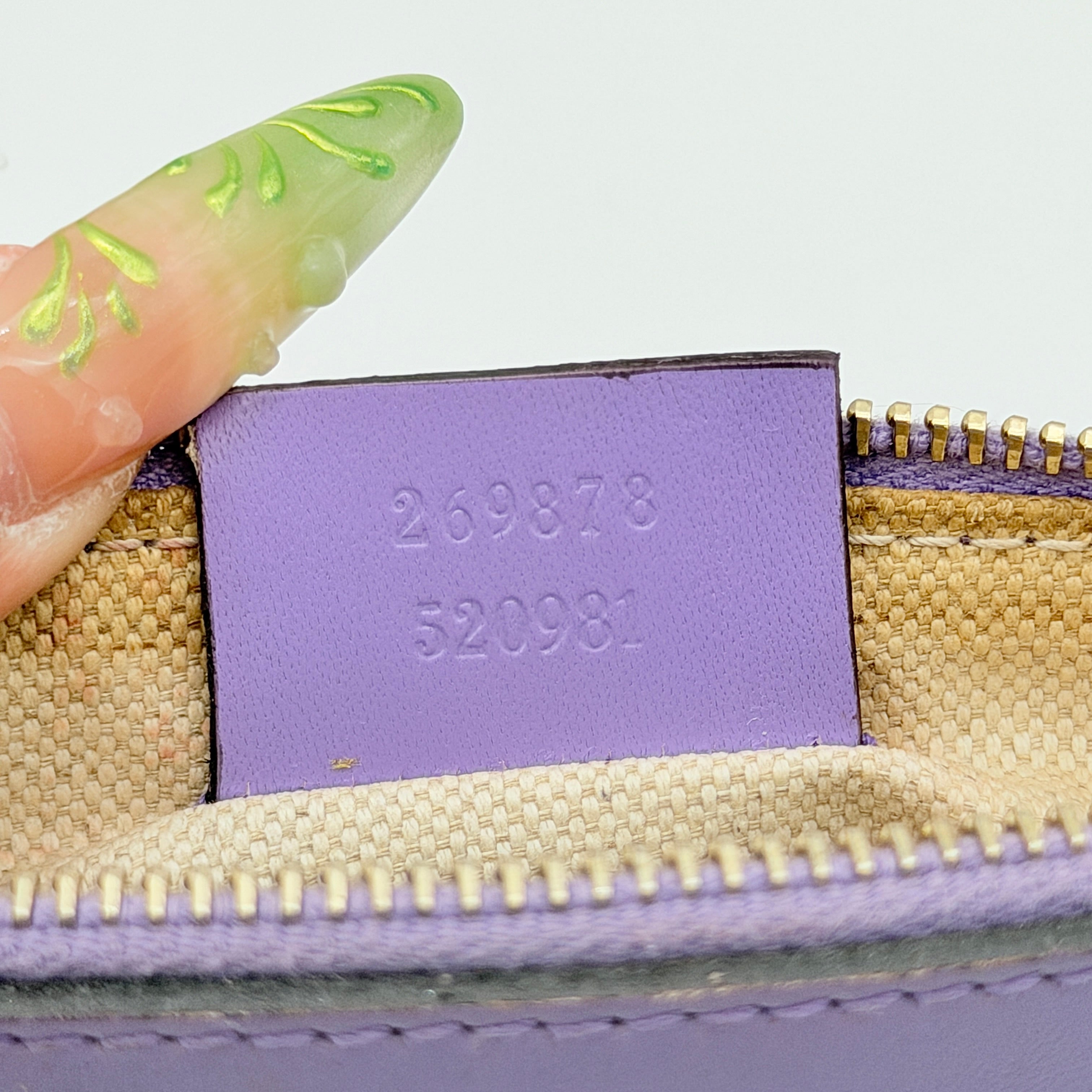 Gucci GG Monogram Craft Tote Bag Beige/Purple