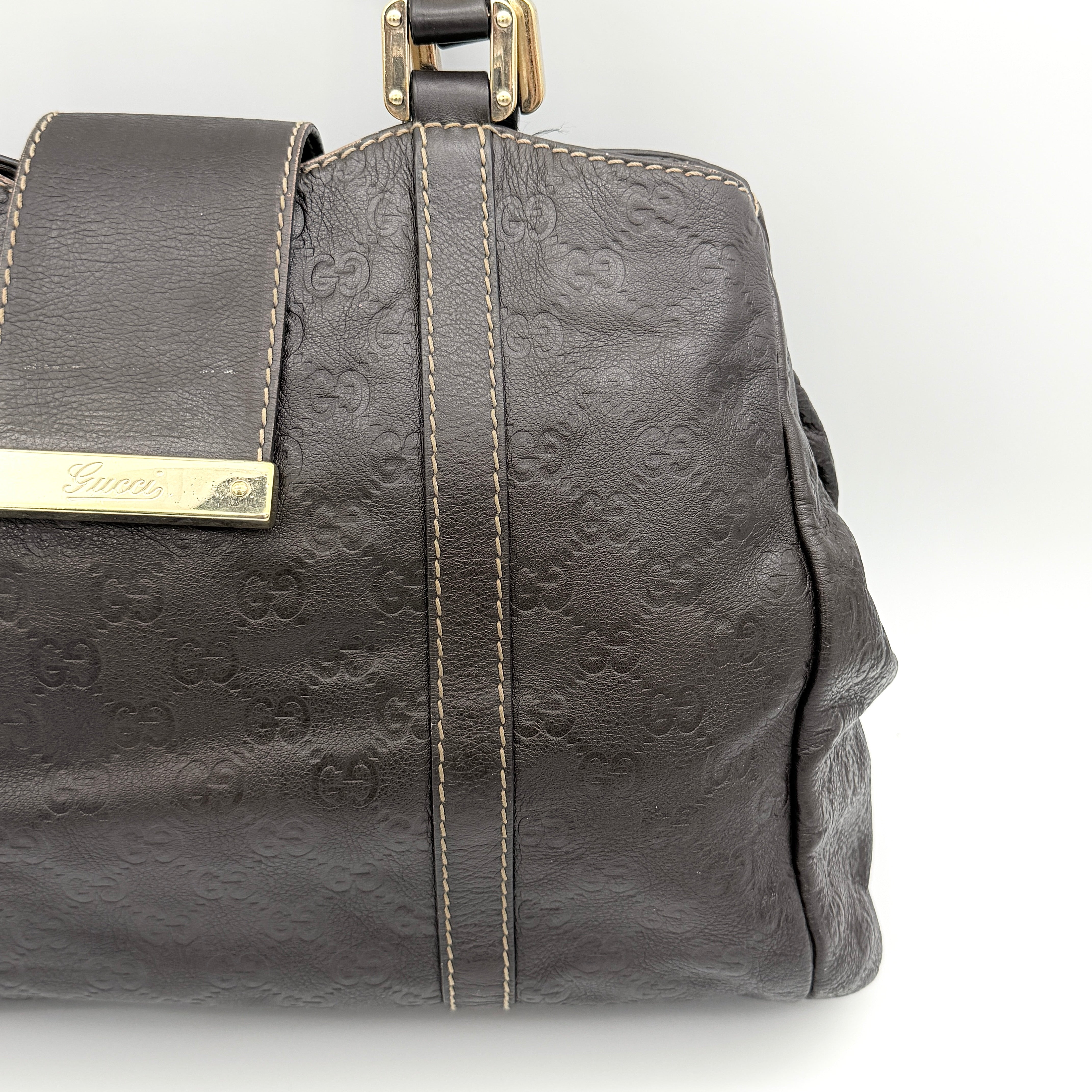 Gucci GG Guccissima New Ladies Hobo Shoulder Bag Dark Brown