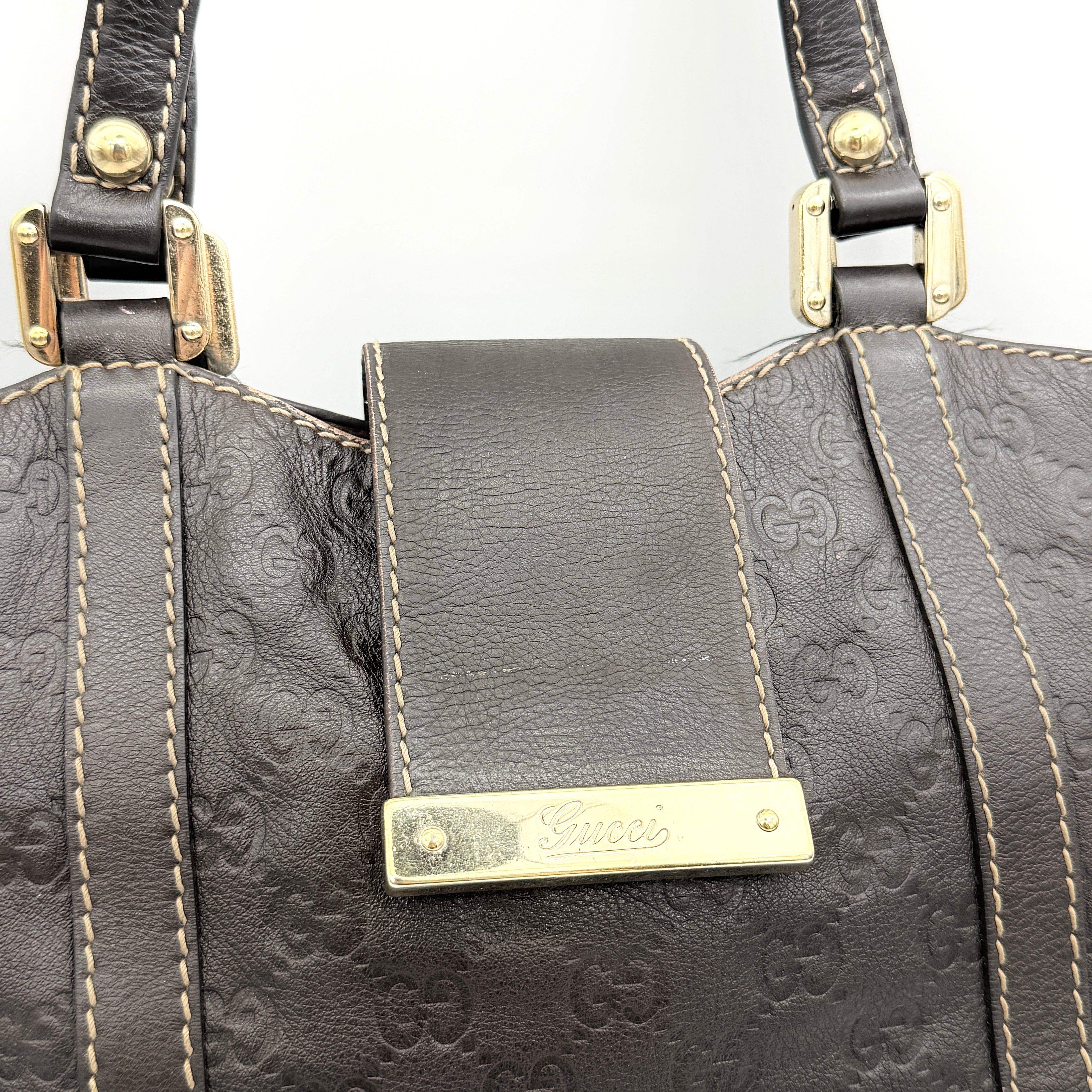 Gucci GG Guccissima New Ladies Hobo Shoulder Bag Dark Brown