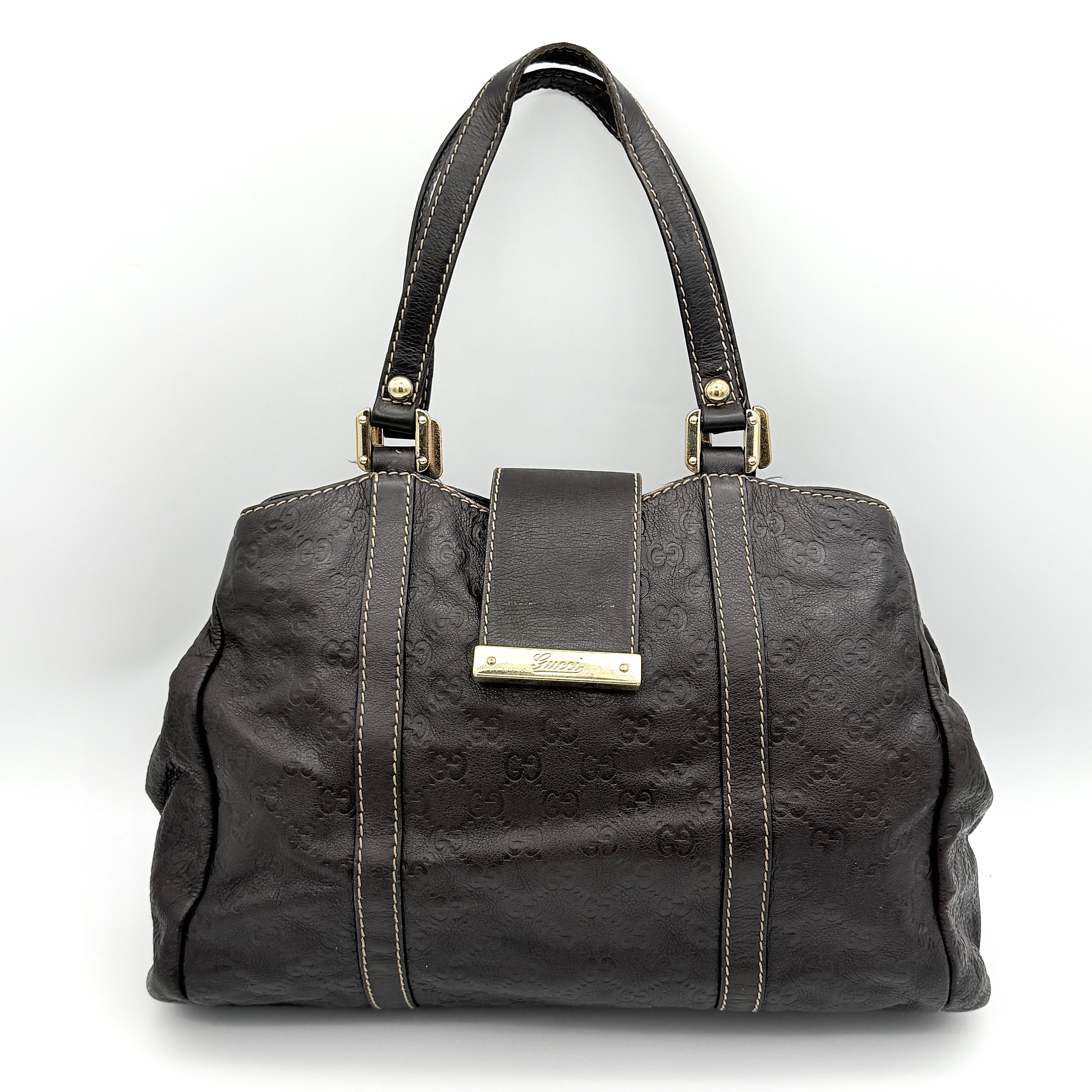 Gucci GG Guccissima New Ladies Hobo Shoulder Bag Dark Brown