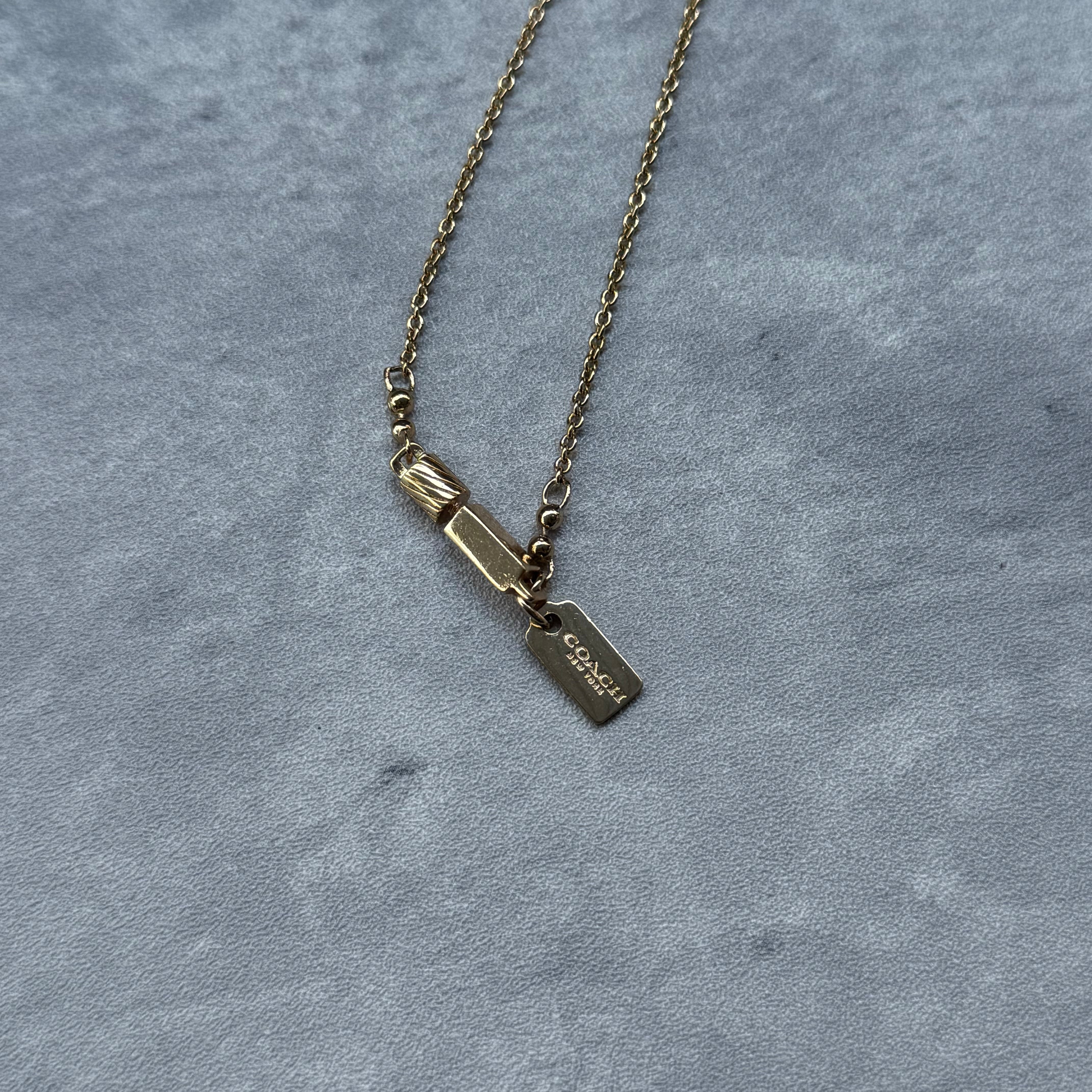 Coach C Open Ring Pendant Necklace Gold