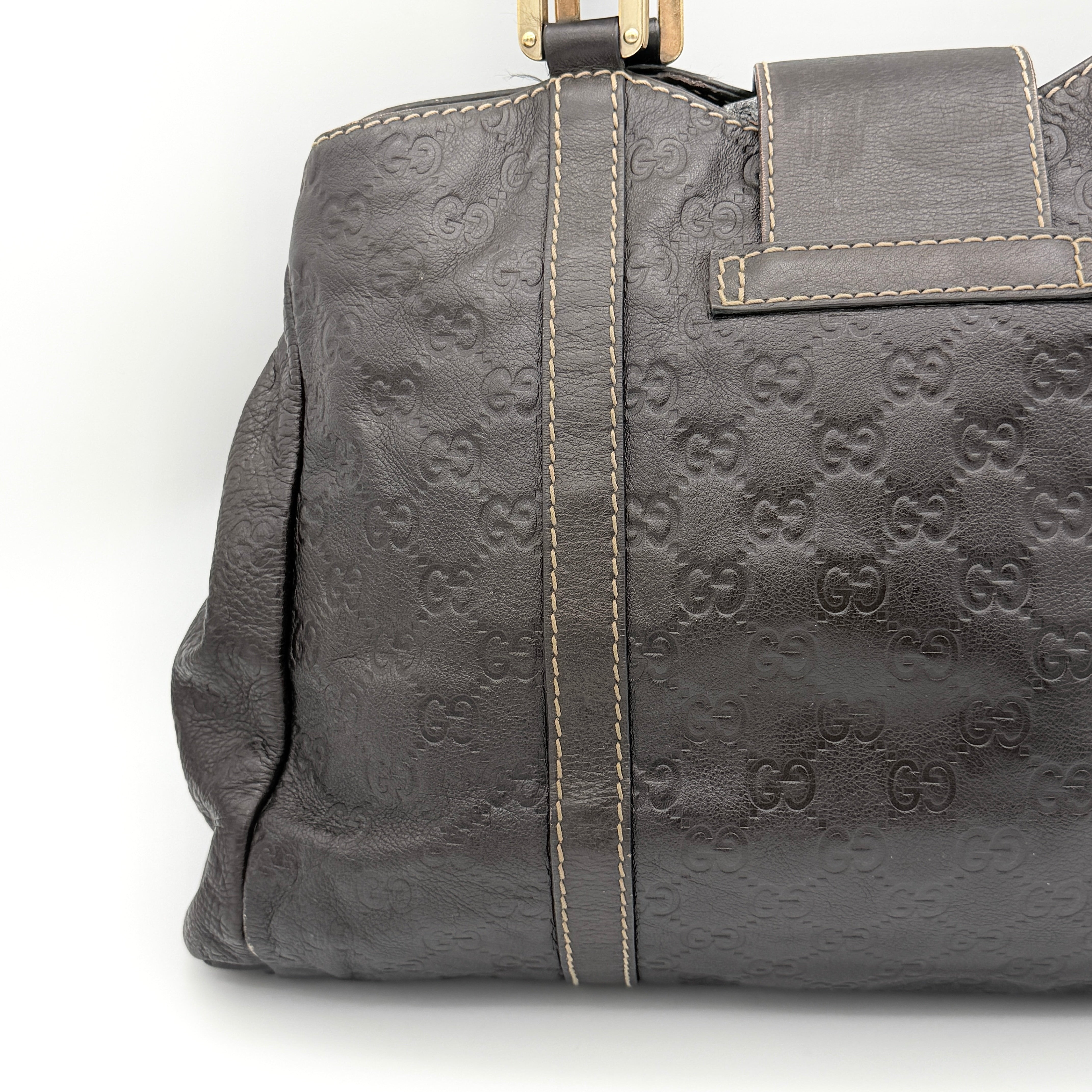 Gucci GG Guccissima New Ladies Hobo Shoulder Bag Dark Brown
