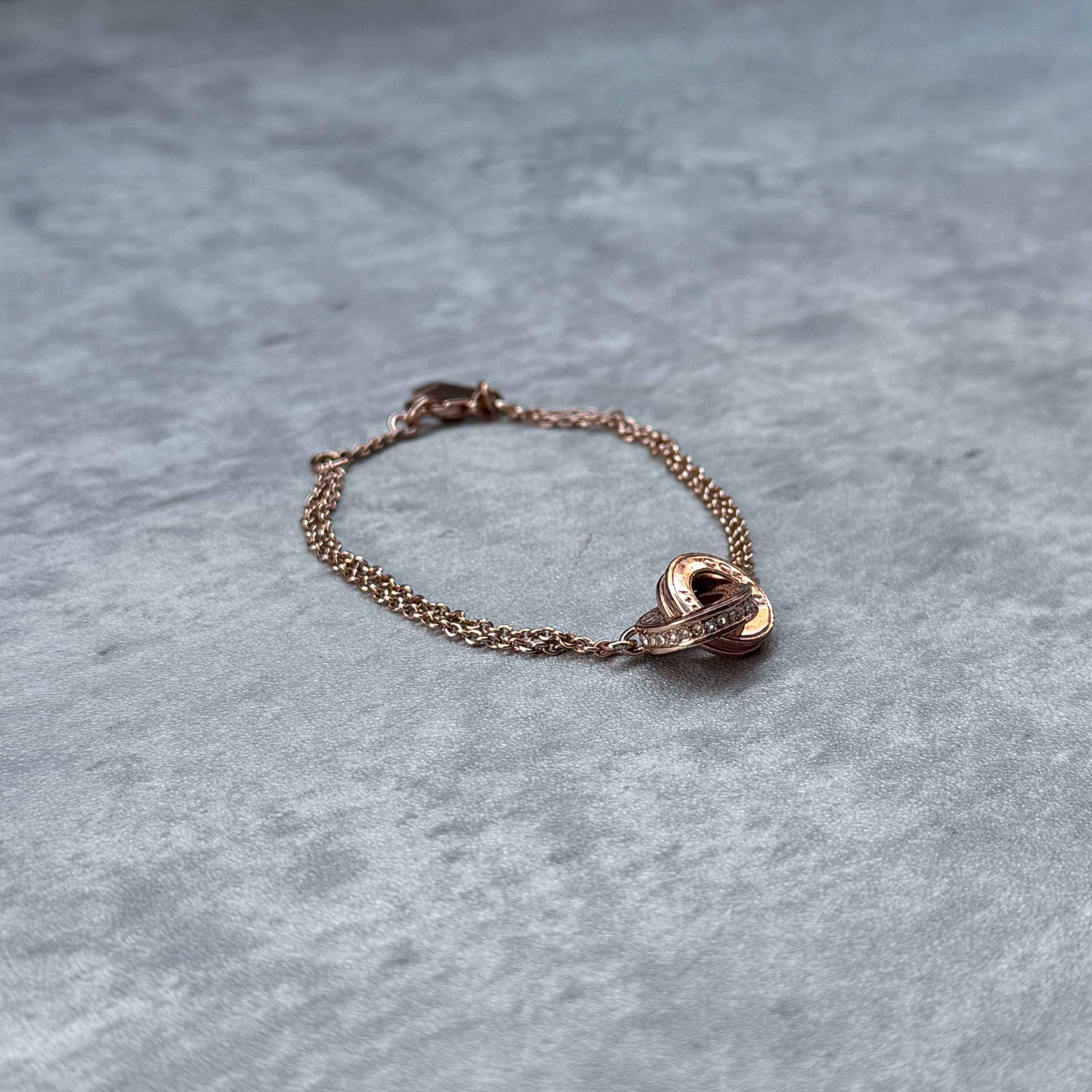 Coach Linked Rondelle Double Chain Bracelet Rose Gold
