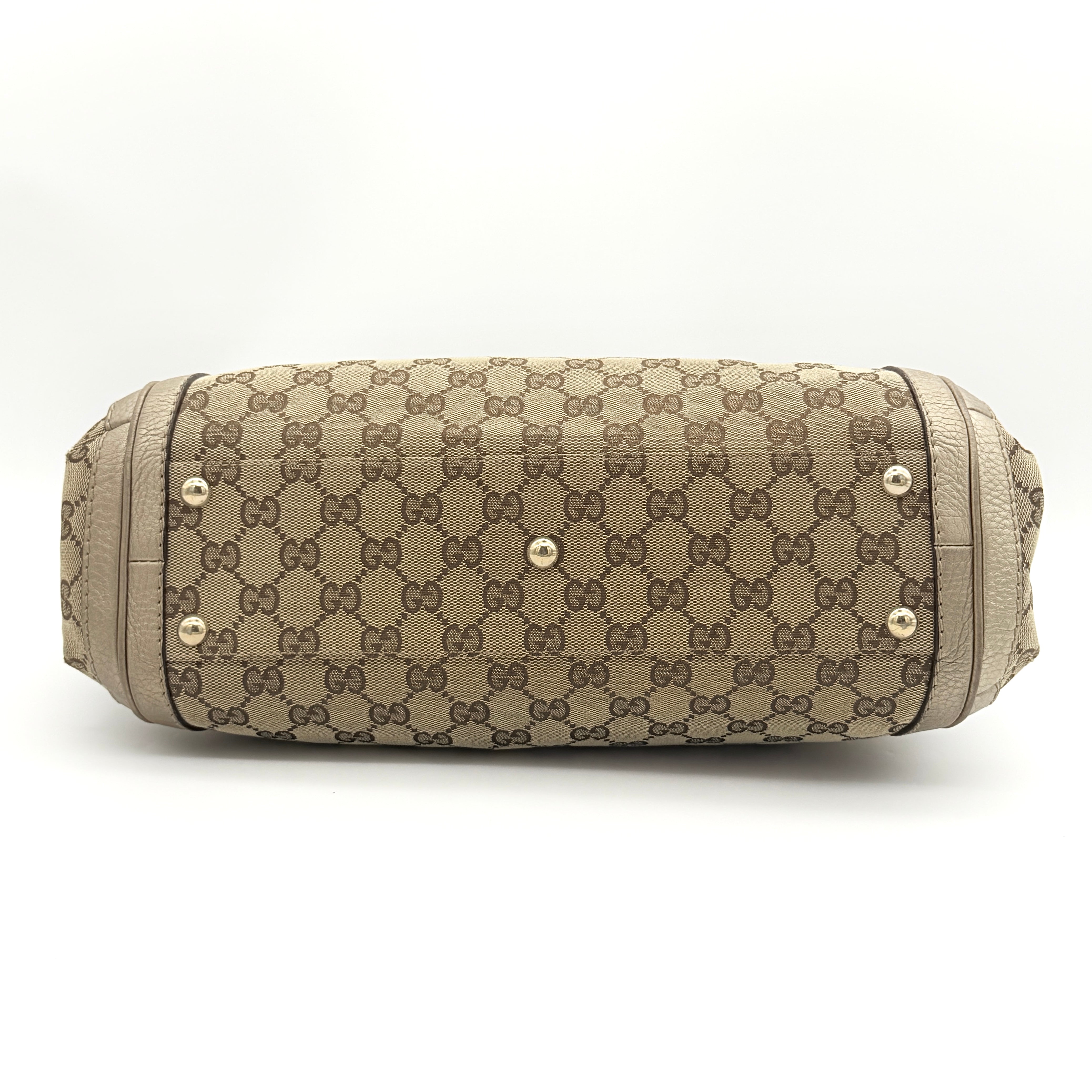 Gucci 2Way Leather Bella Bamboo Shoulder Bag Beige/Gold