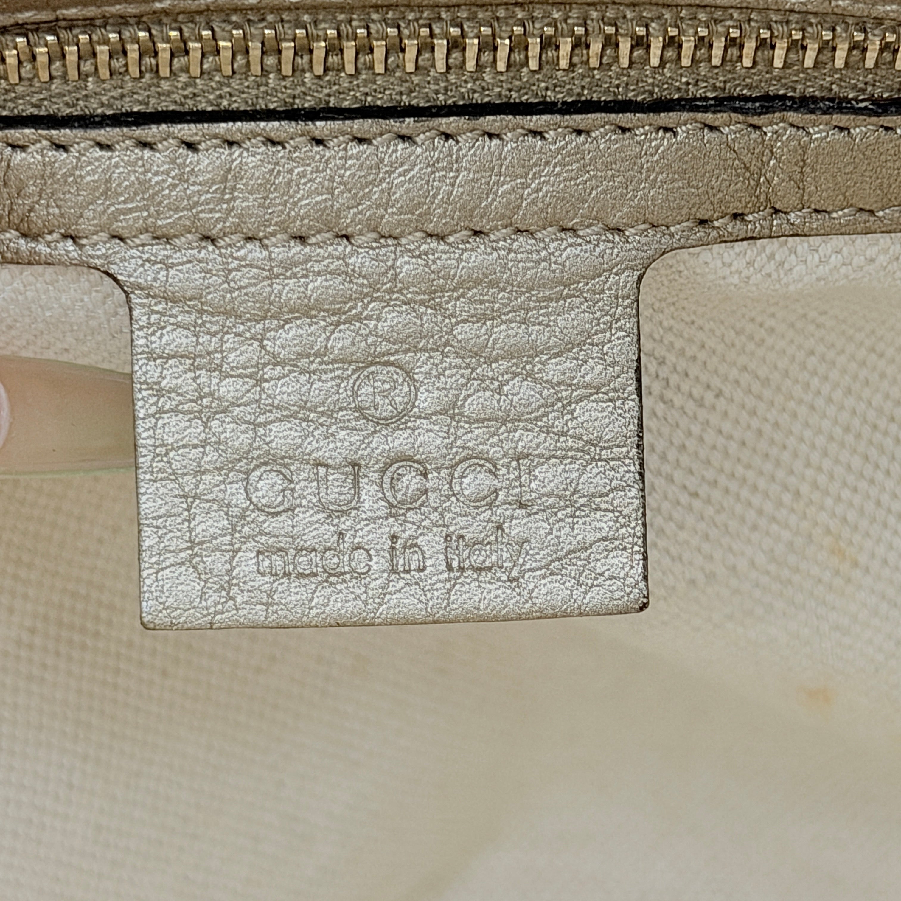 Gucci 2Way Leather Bella Bamboo Shoulder Bag Beige/Gold