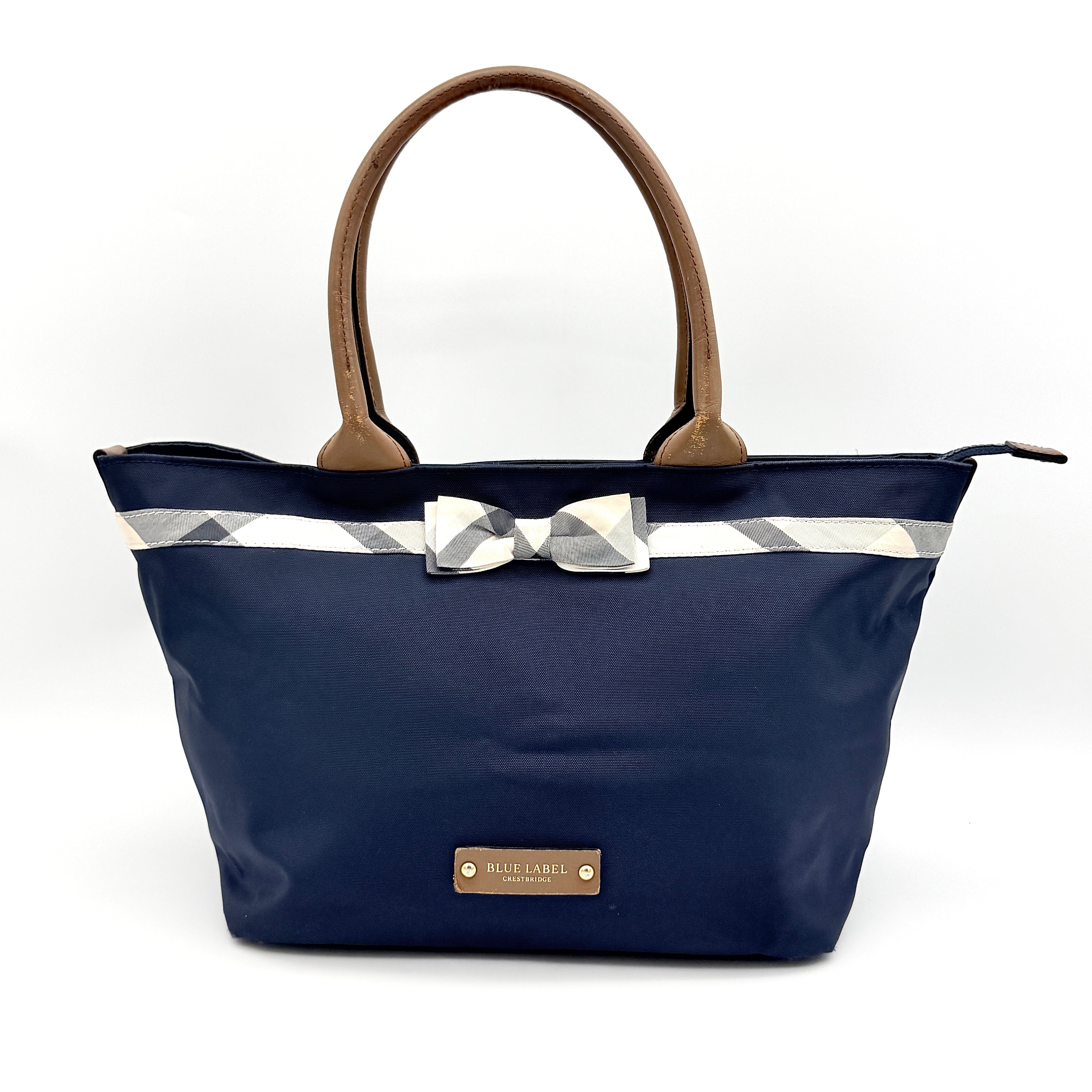 Burberry Blue Label Crestbridge Ribbon Shoulder Bag Navy Blue/Brown
