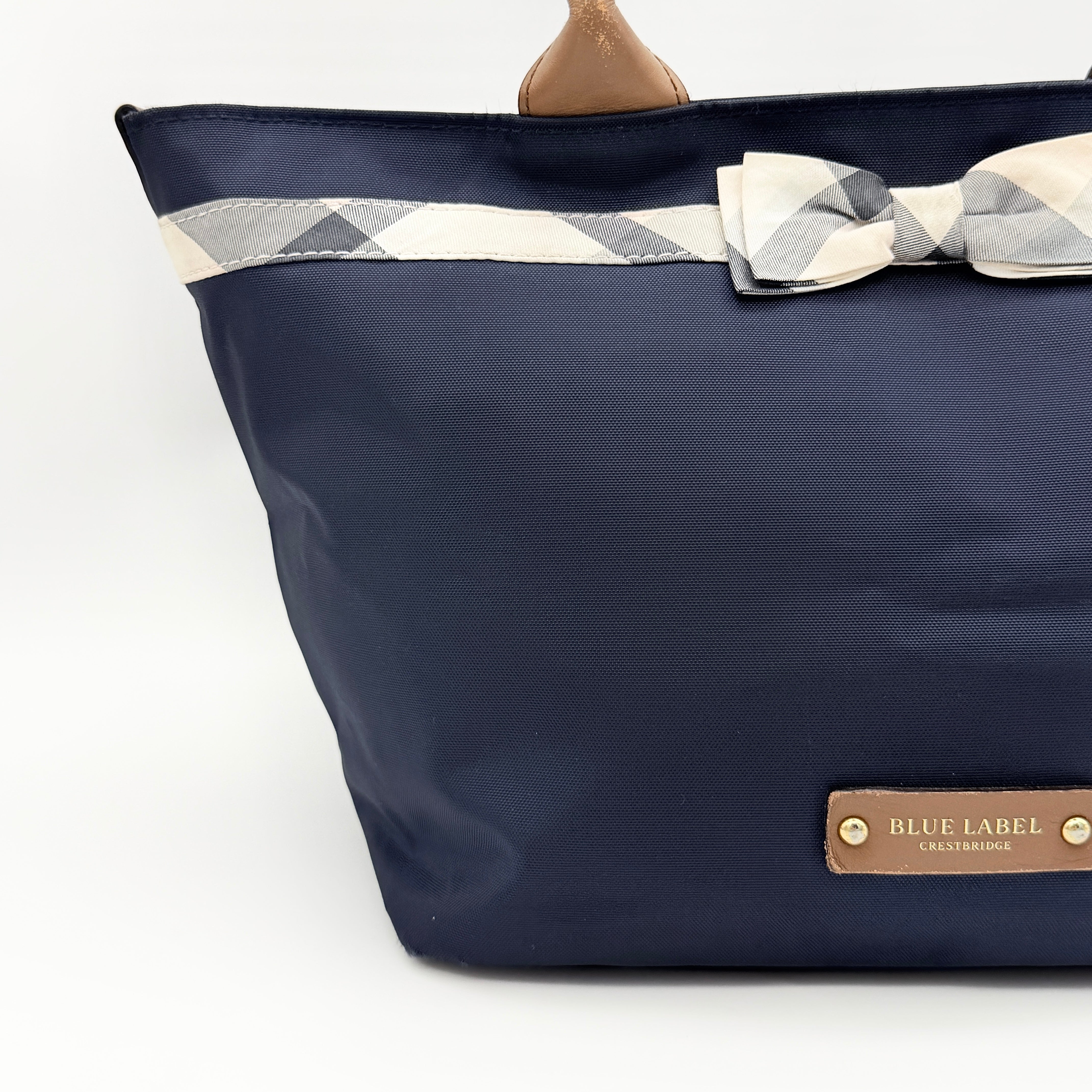 Burberry Blue Label Crestbridge Ribbon Shoulder Bag Navy Blue/Brown