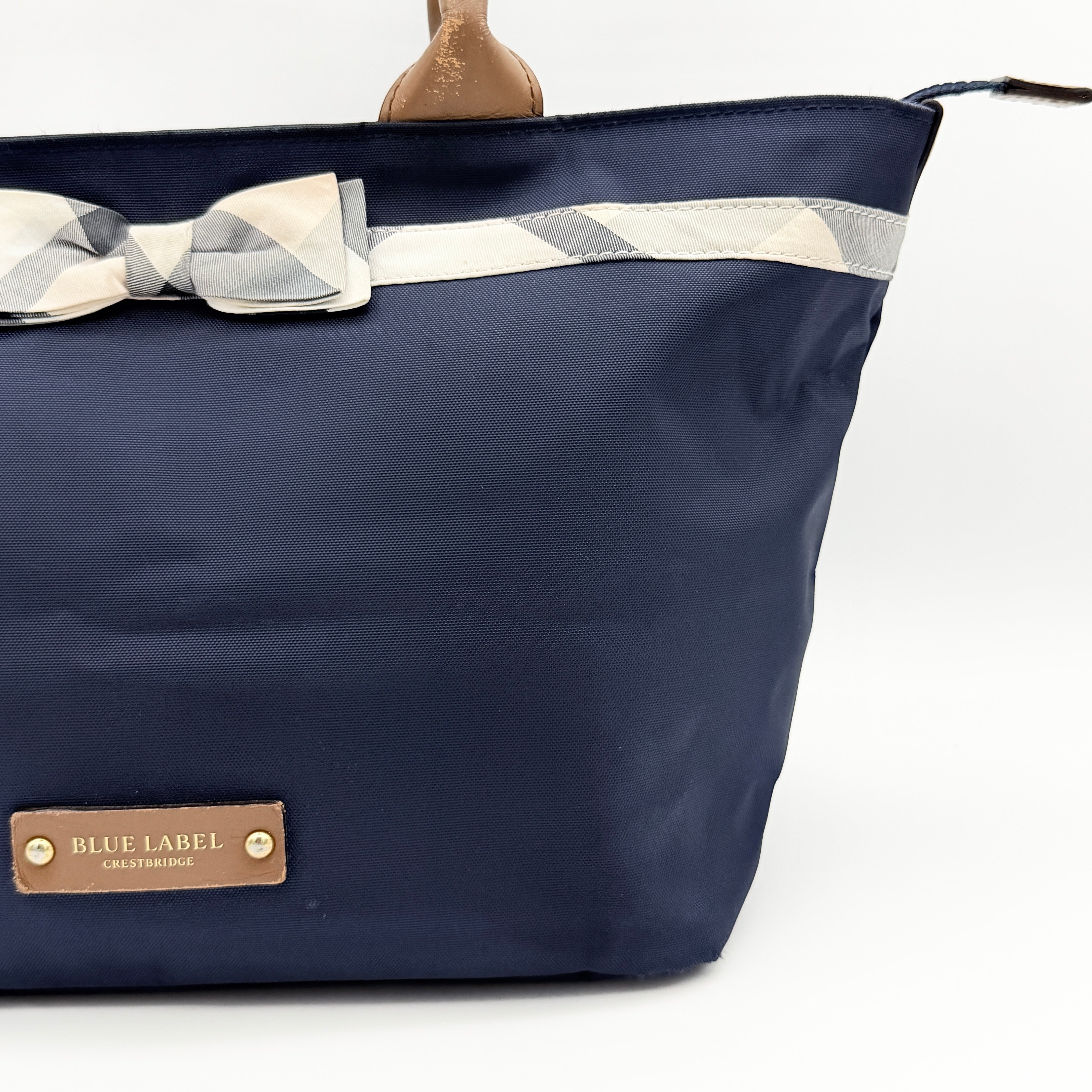 Burberry Blue Label Crestbridge Ribbon Shoulder Bag Navy Blue/Brown