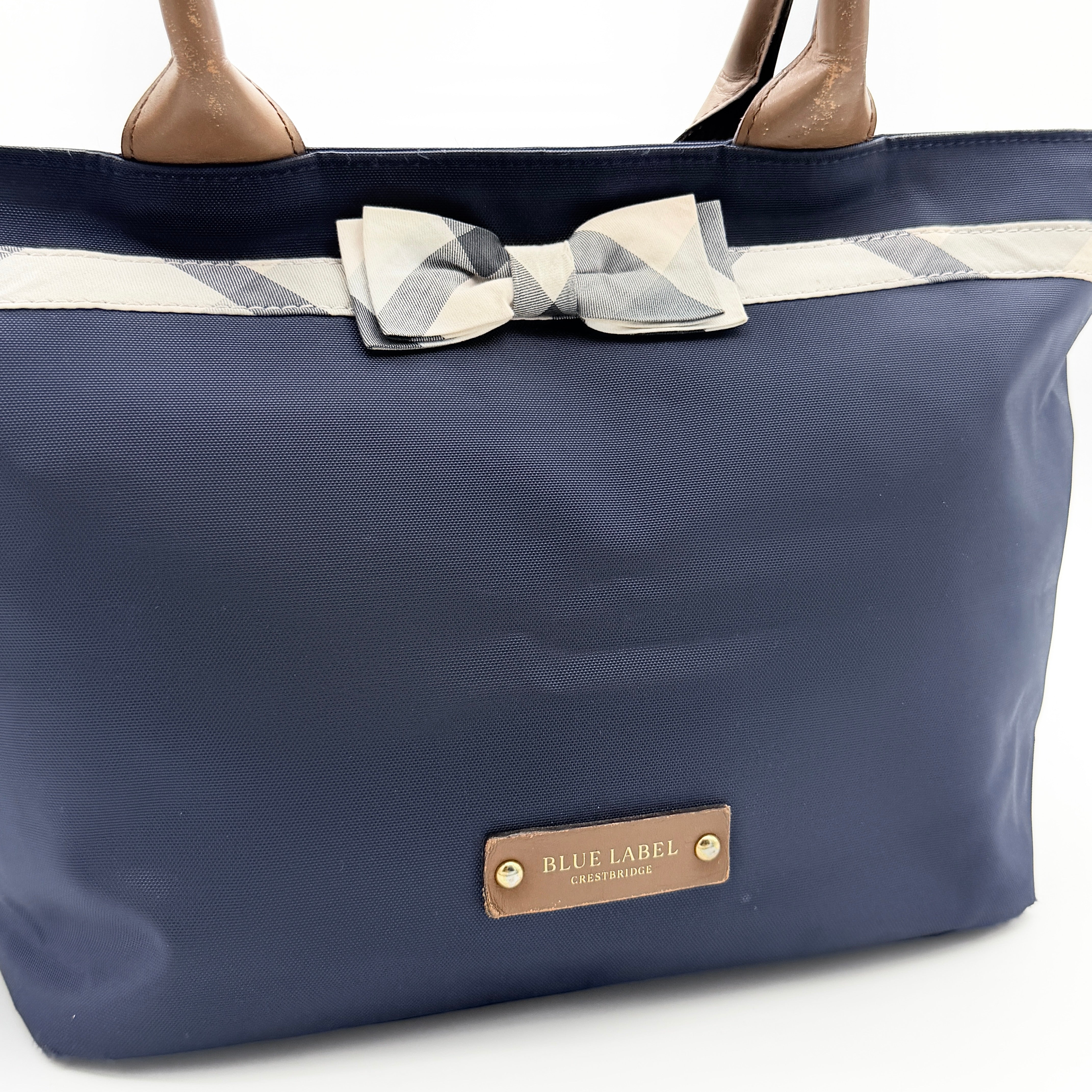 Burberry Blue Label Crestbridge Ribbon Shoulder Bag Navy Blue/Brown