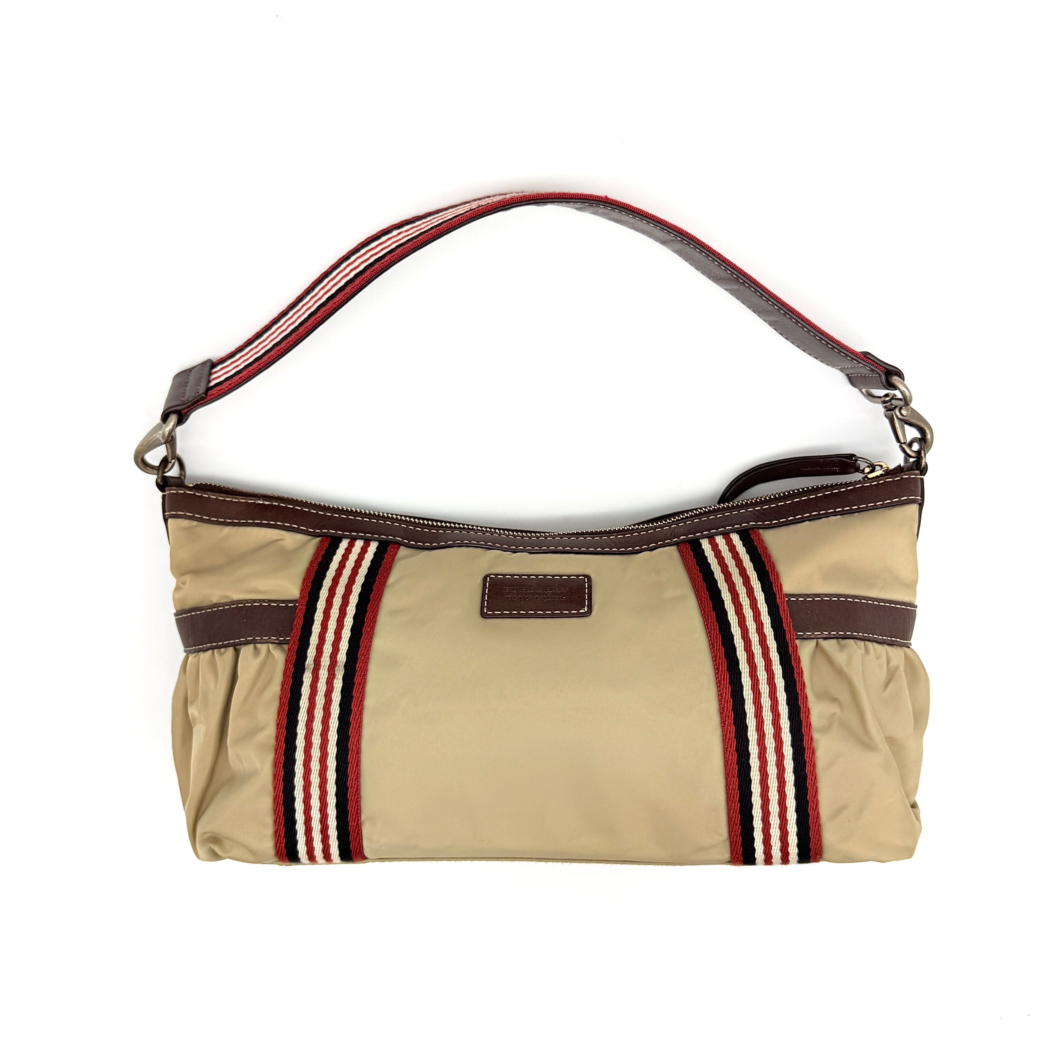 Burberry Blue Label Stripe Nylon Shoulder Bag Beige/Brown
