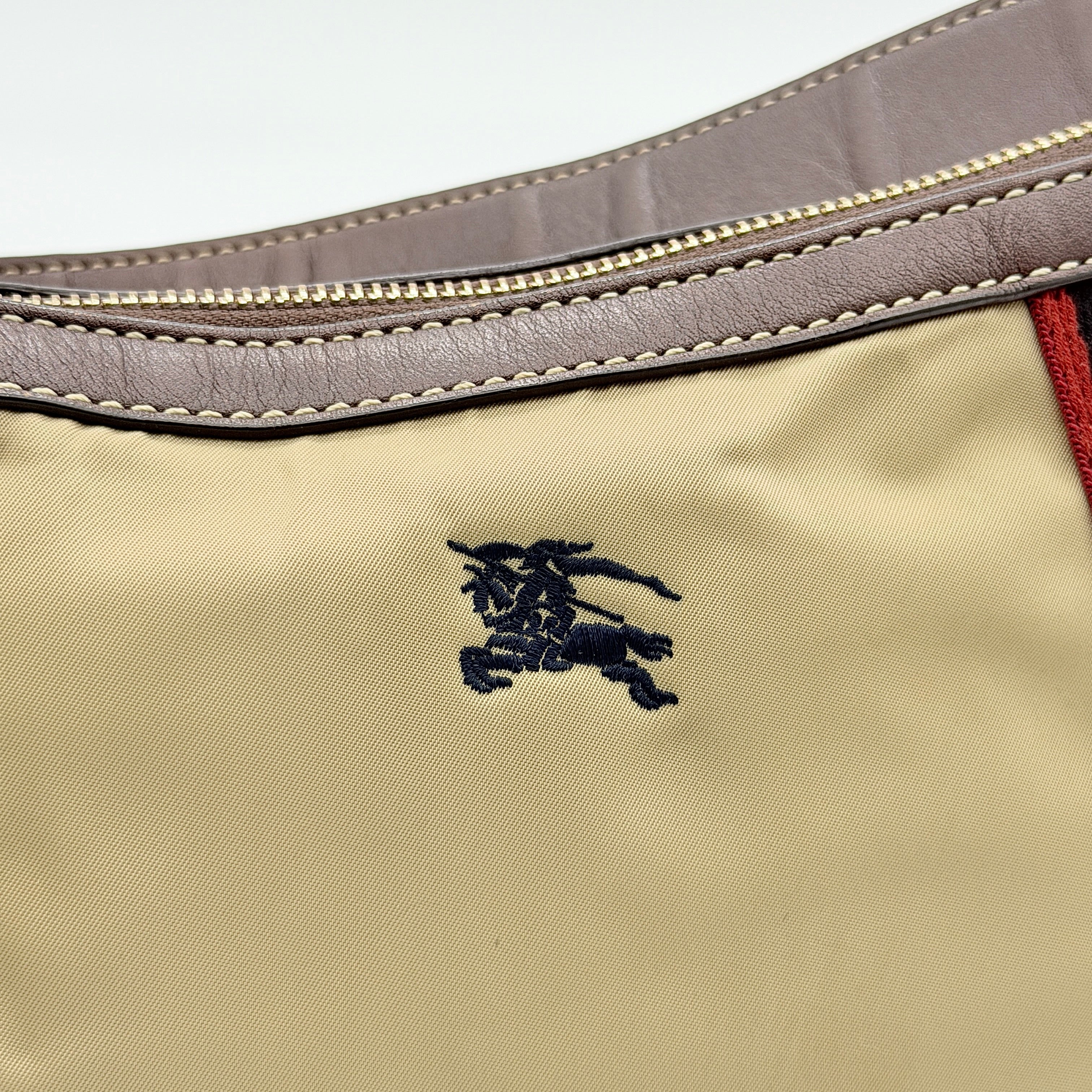 Burberry Blue Label Stripe Nylon Shoulder Bag Beige/Brown