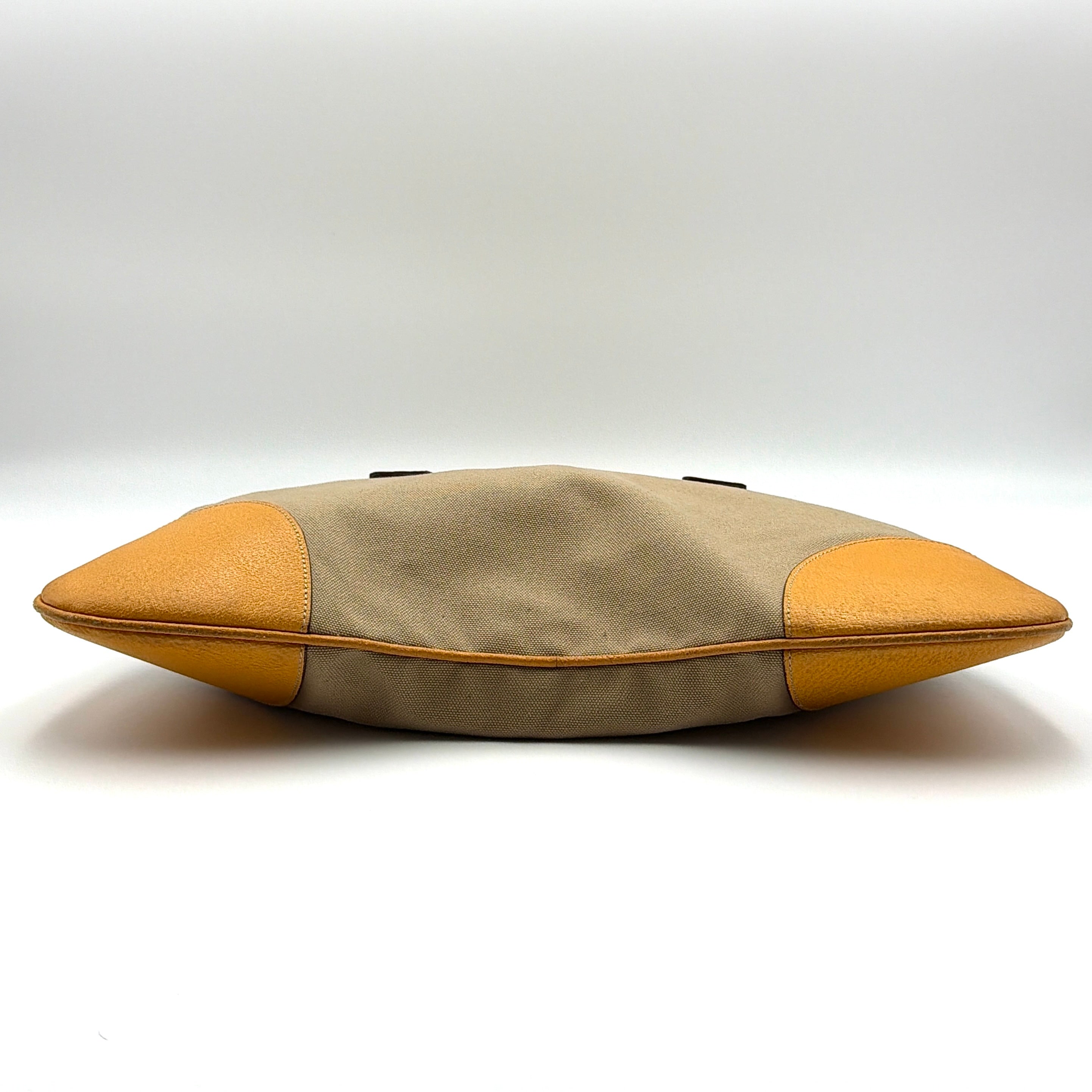 Prada Triangle Logo Canvas Shoulder Bag Yellow/Tan