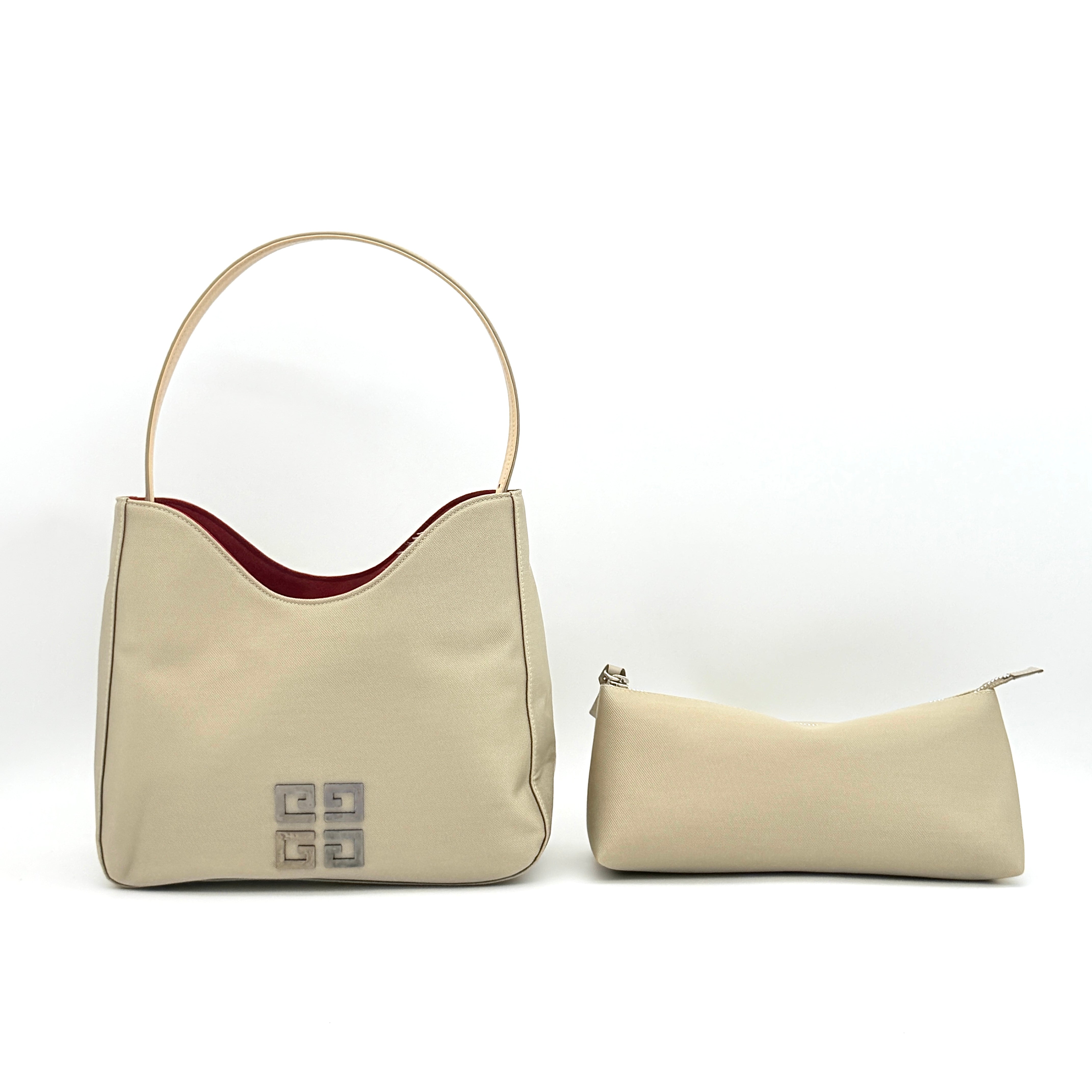 Givenchy 4G Logo Nylon Shoulder Bag Beige