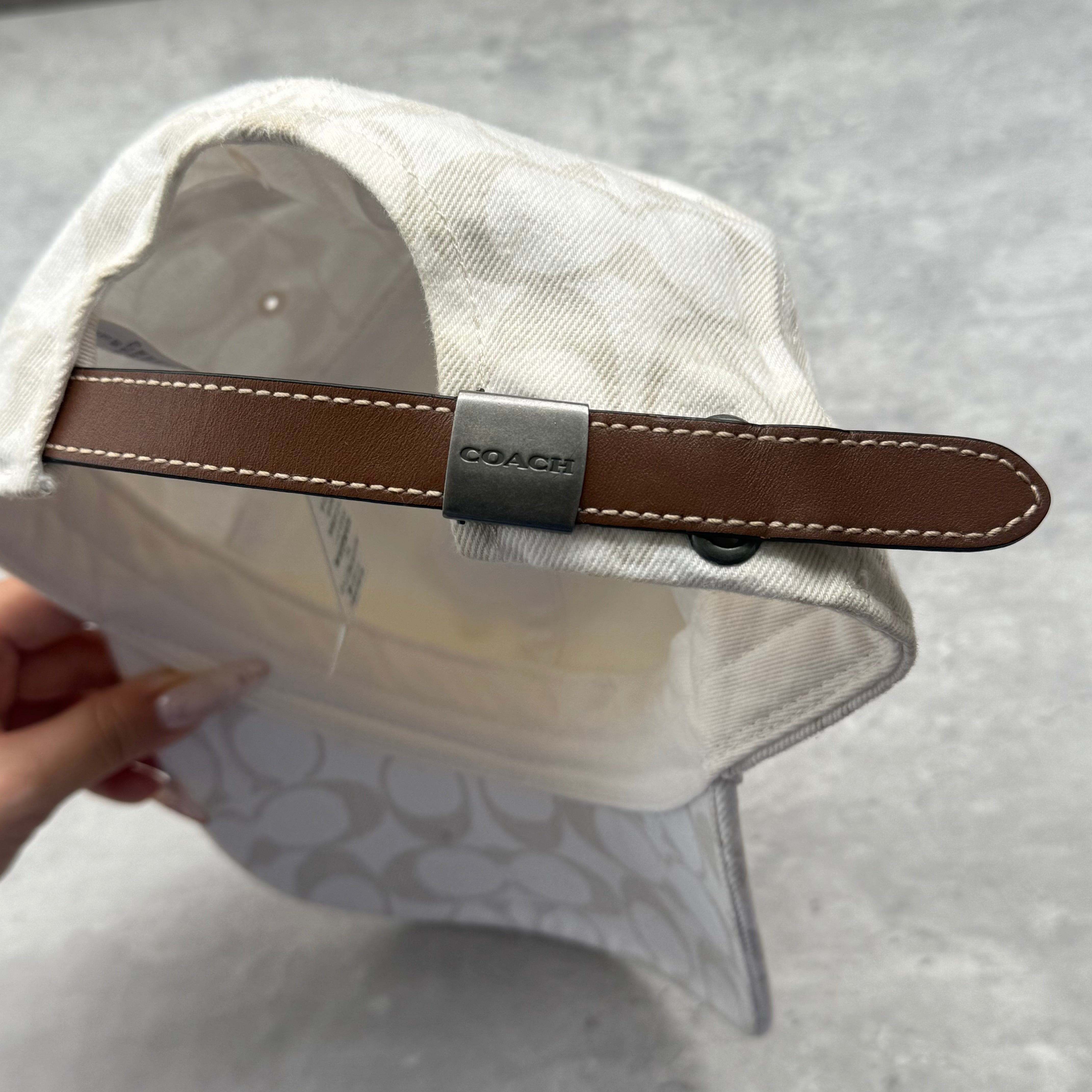 Coach Signature Denim Baseball Cap White