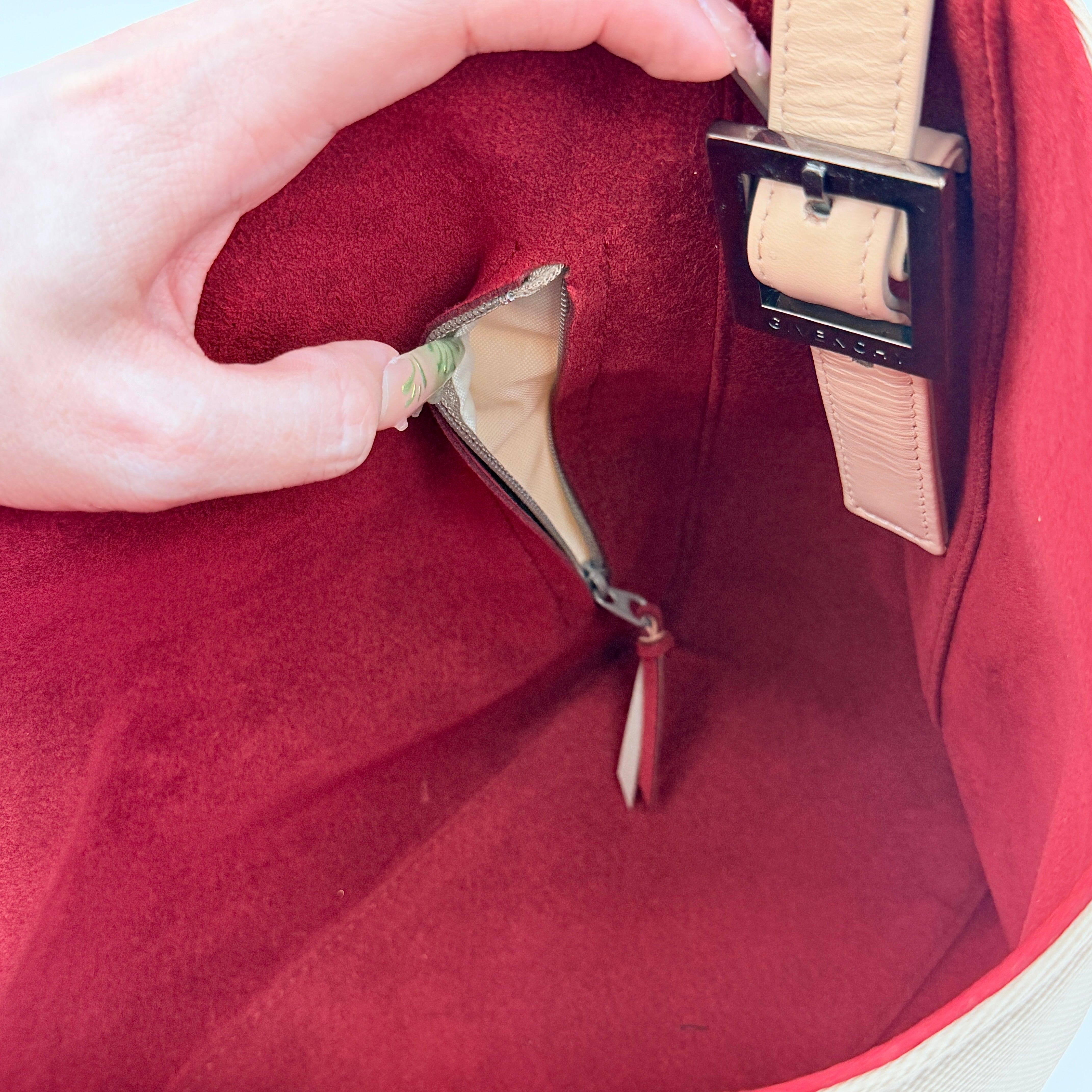 Givenchy 4G Logo Nylon Shoulder Bag Beige