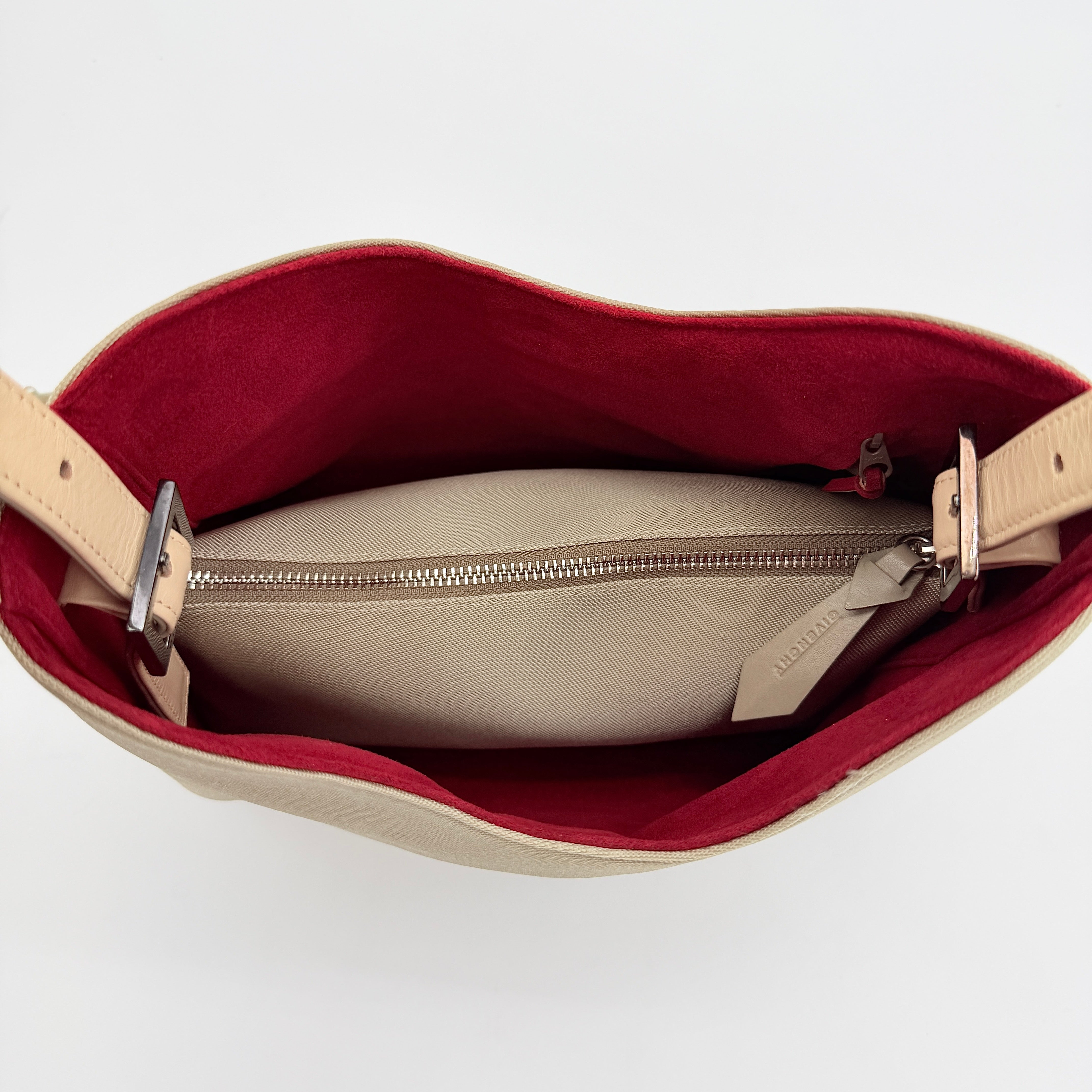 Givenchy 4G Logo Nylon Shoulder Bag Beige