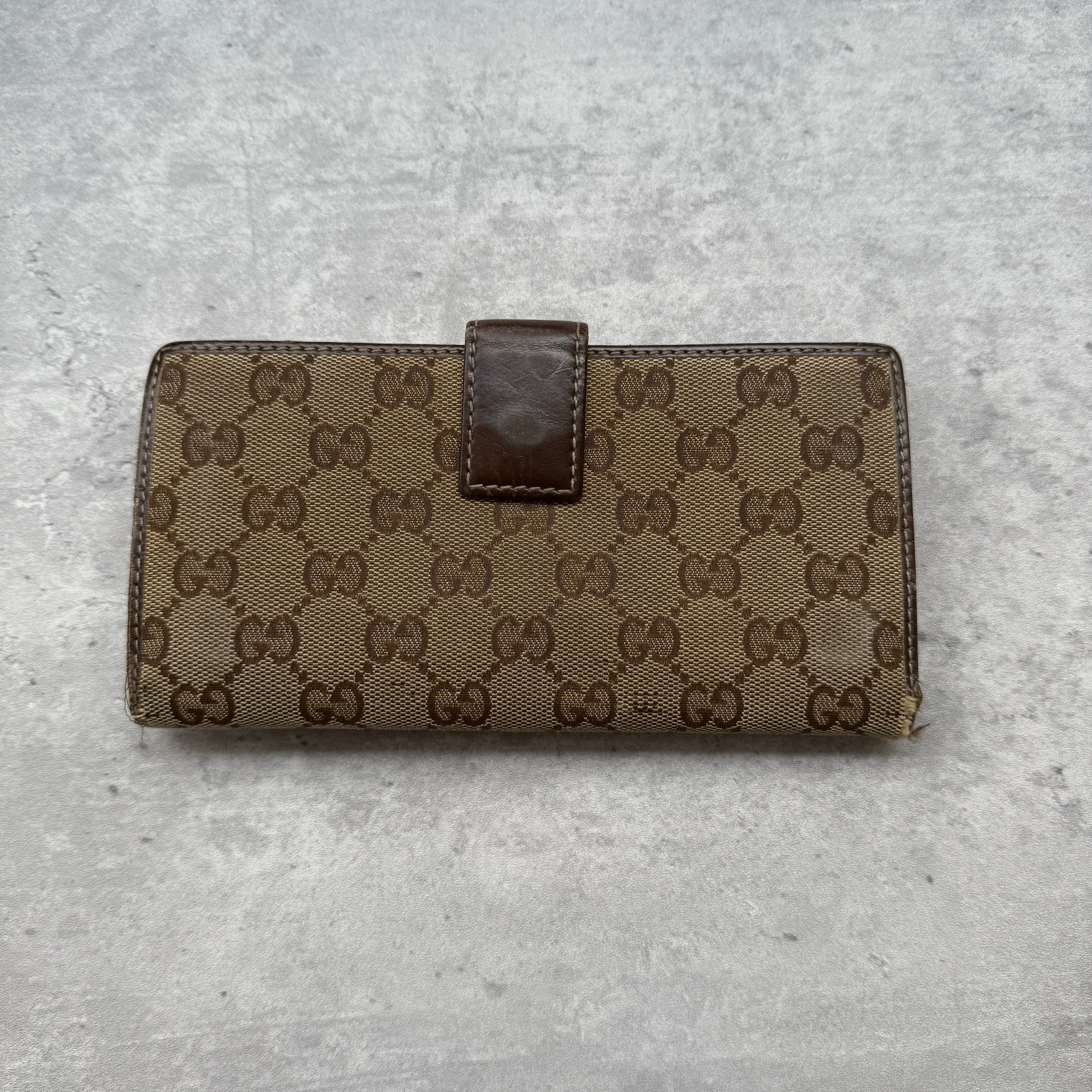Gucci GG Monogram Britt Long Wallet Beige/Brown