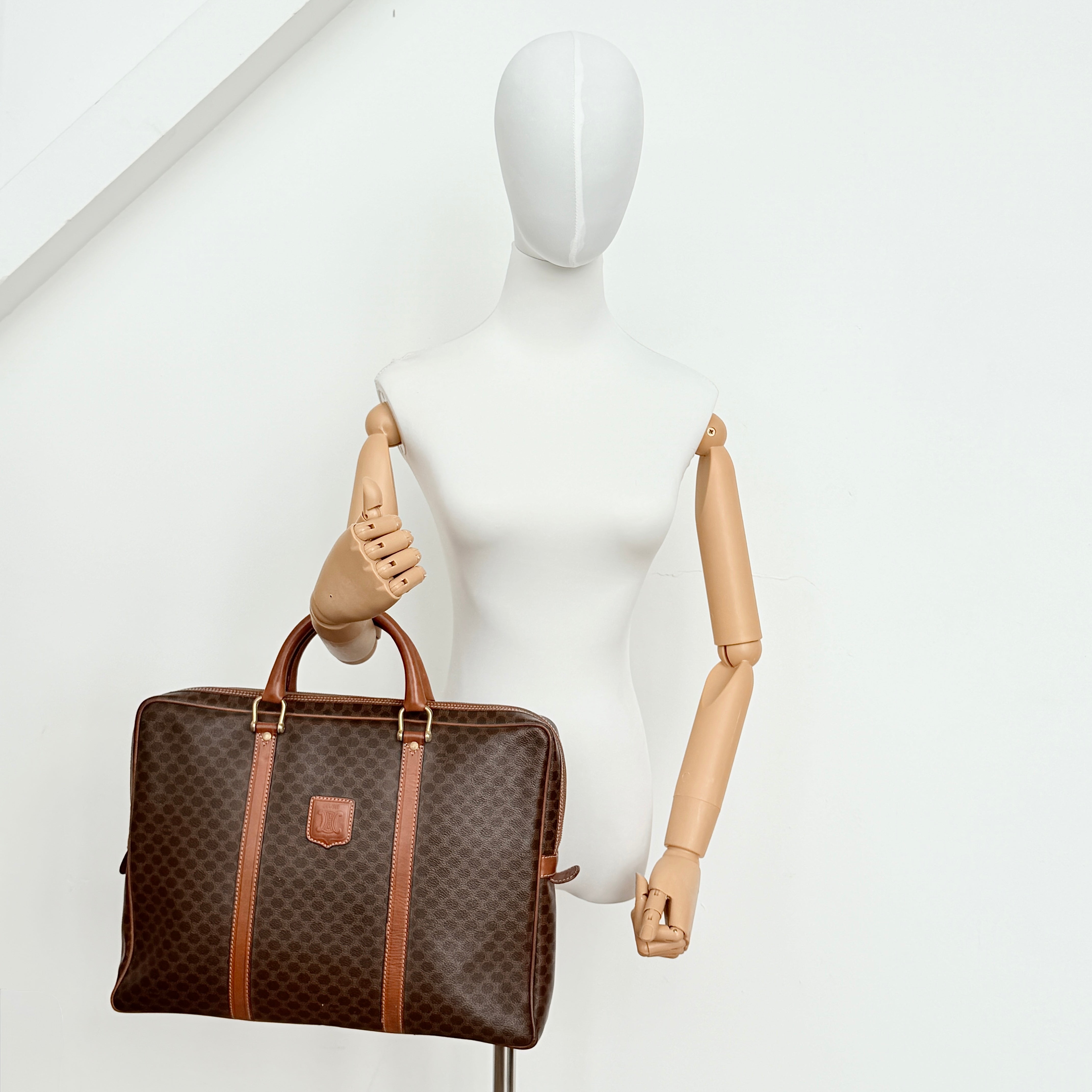 Celine Triomphe Macadam Briefcase Bag Brown
