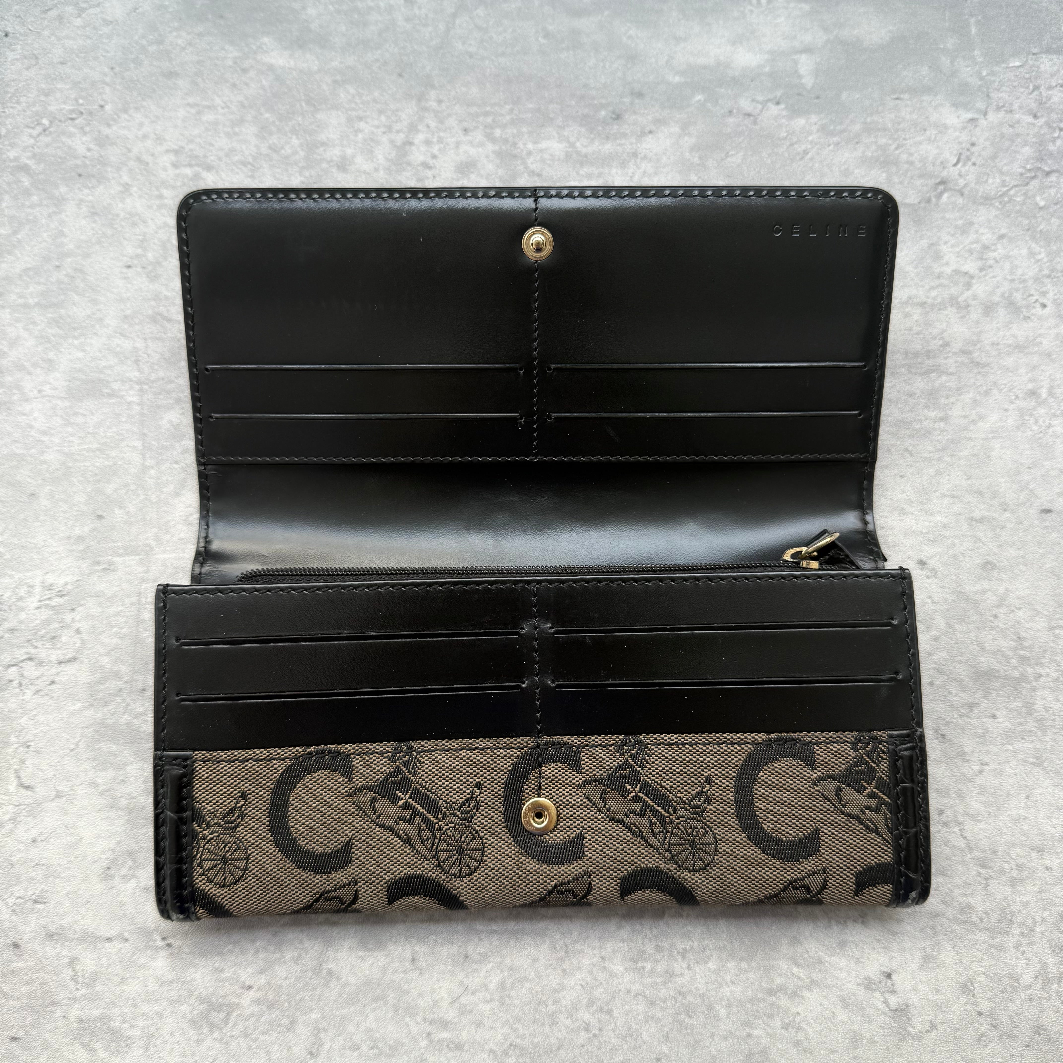Celine Macadam Horse Carriage Long Wallet Brown
