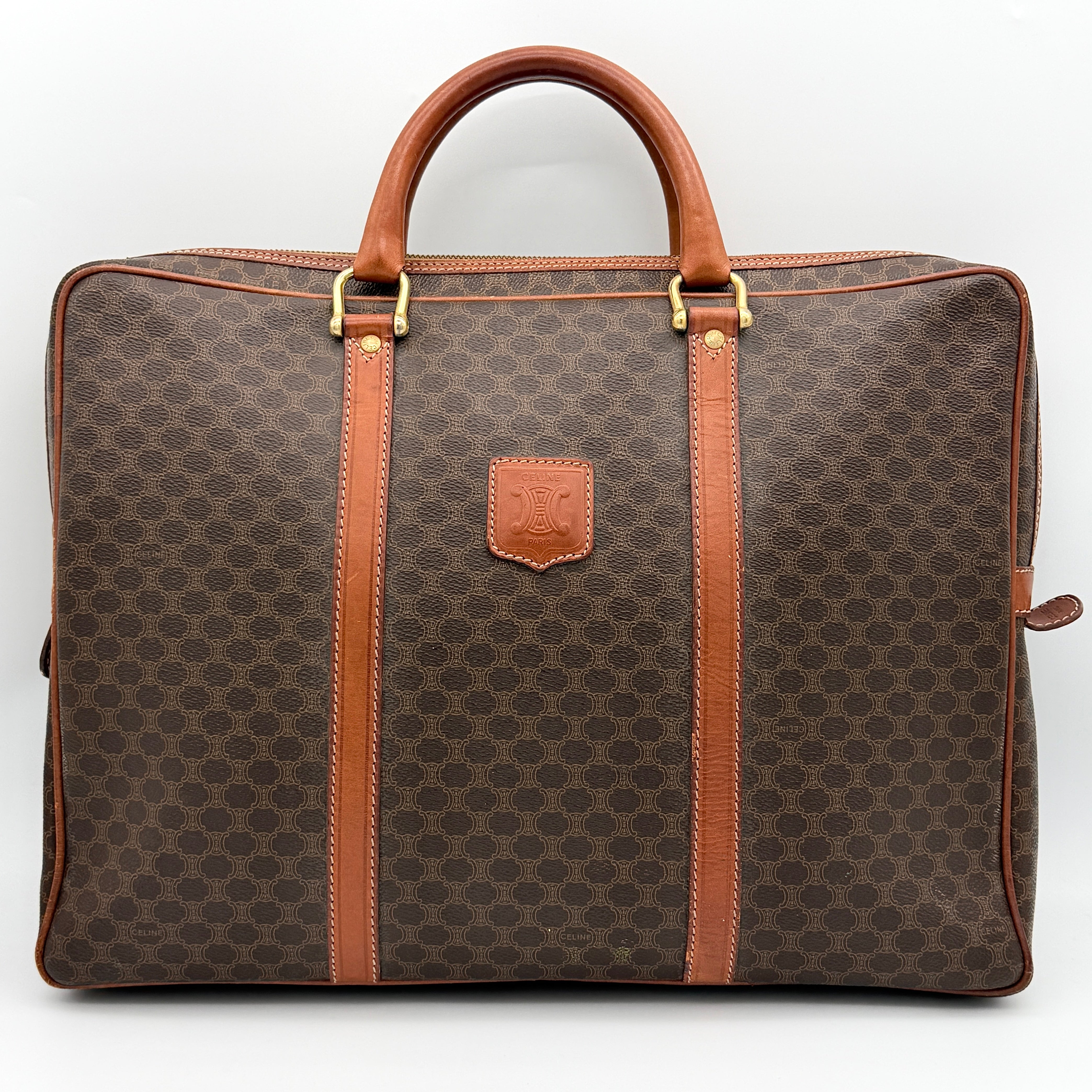 Celine Triomphe Macadam Briefcase Bag Brown