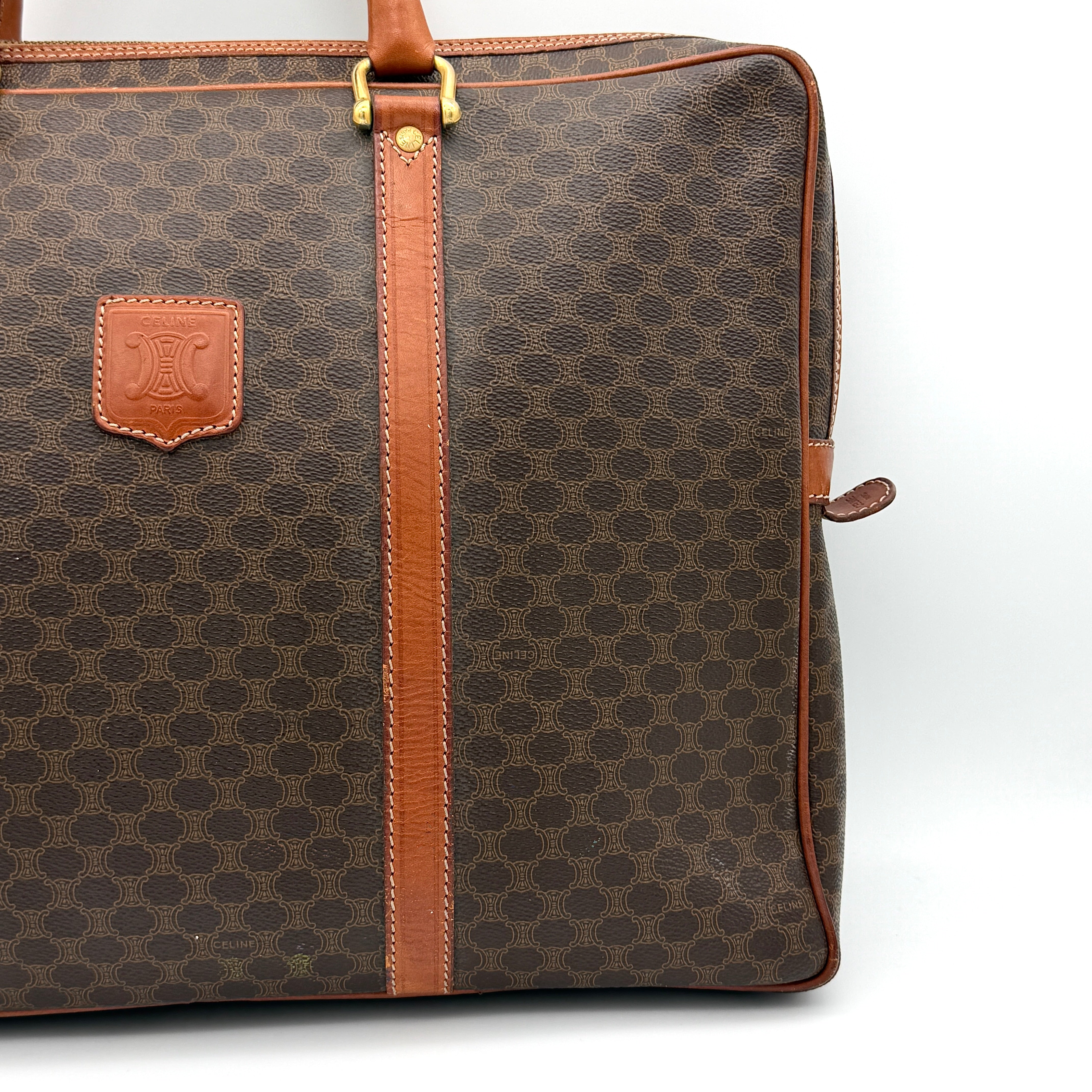 Celine Triomphe Macadam Briefcase Bag Brown