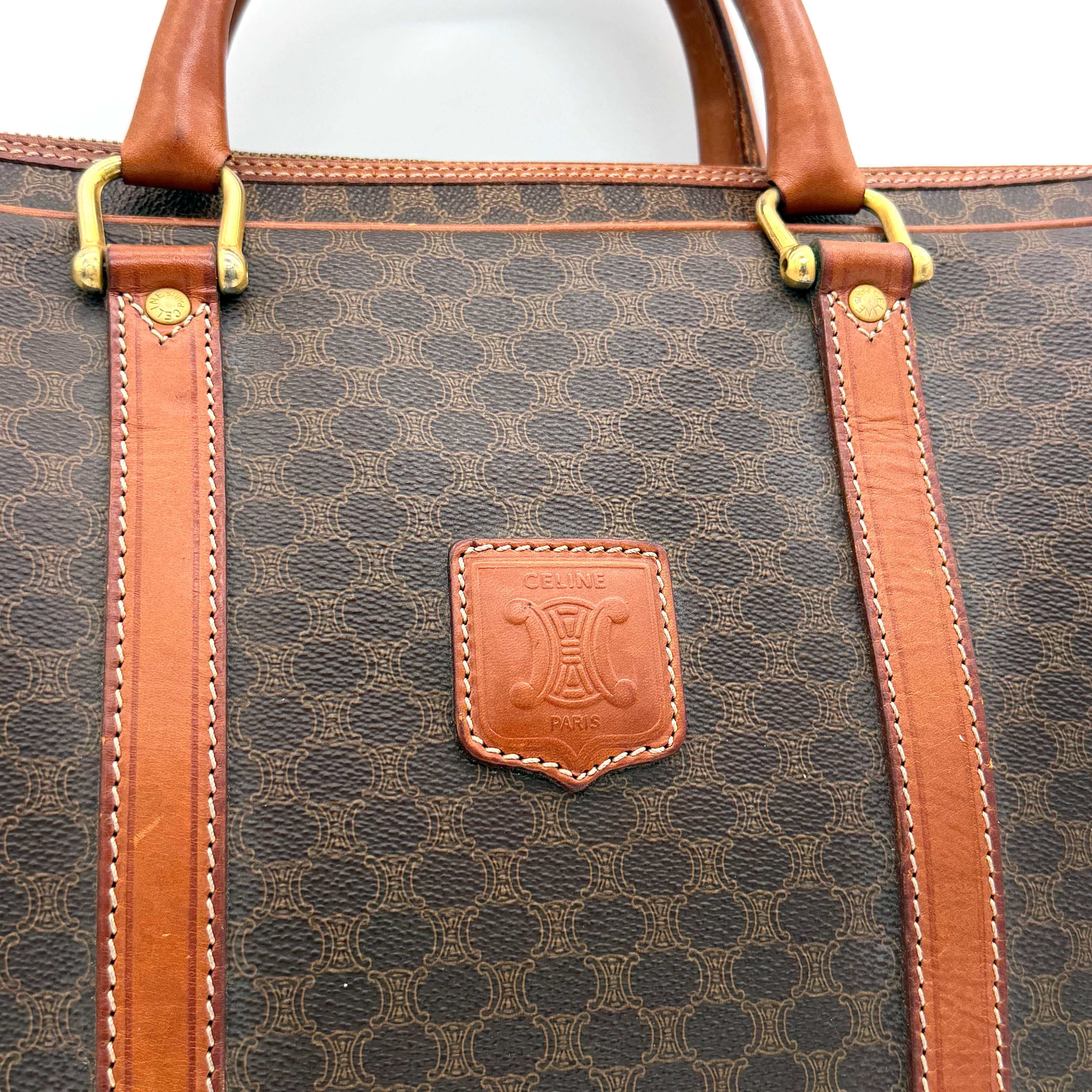 Celine Triomphe Macadam Briefcase Bag Brown