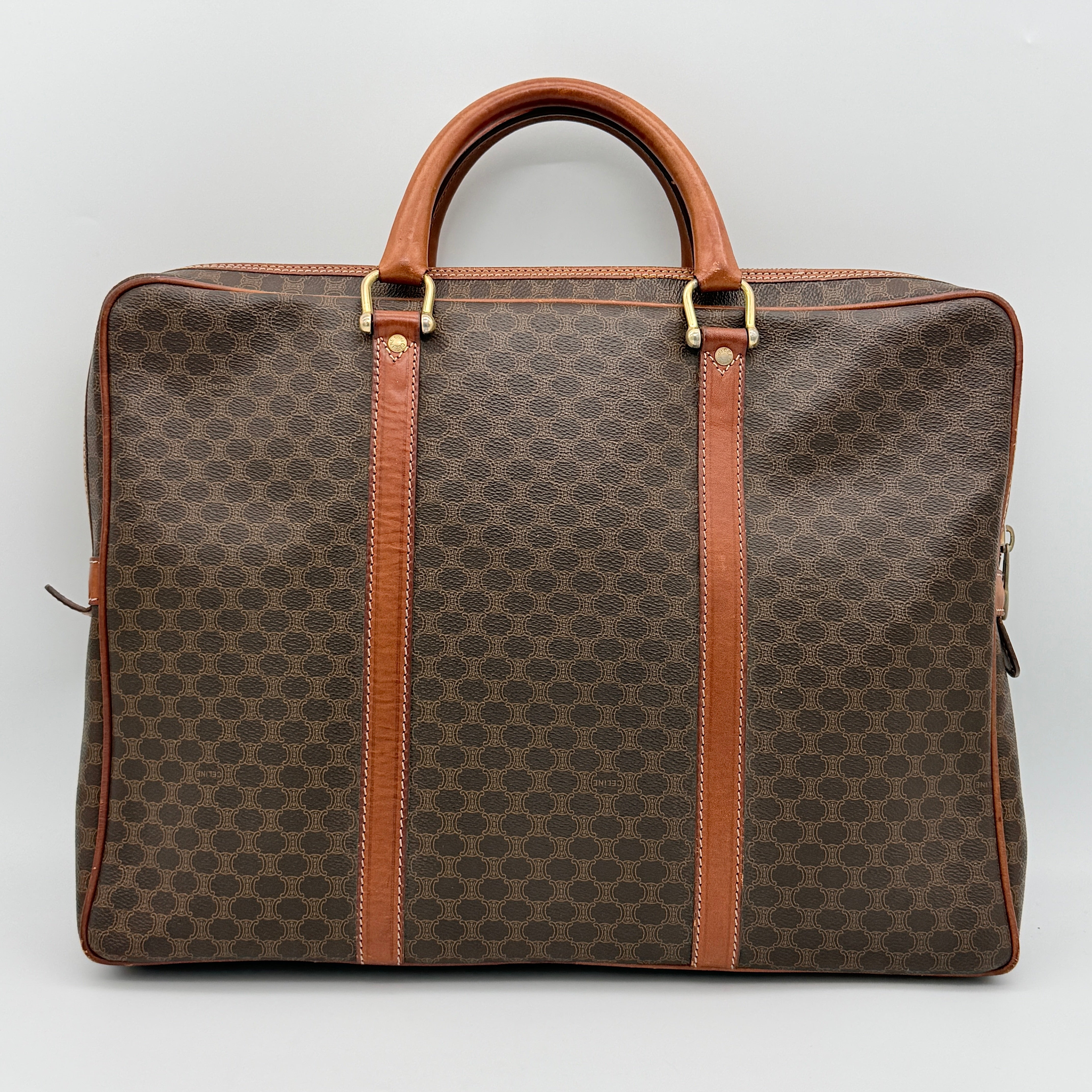Celine Triomphe Macadam Briefcase Bag Brown