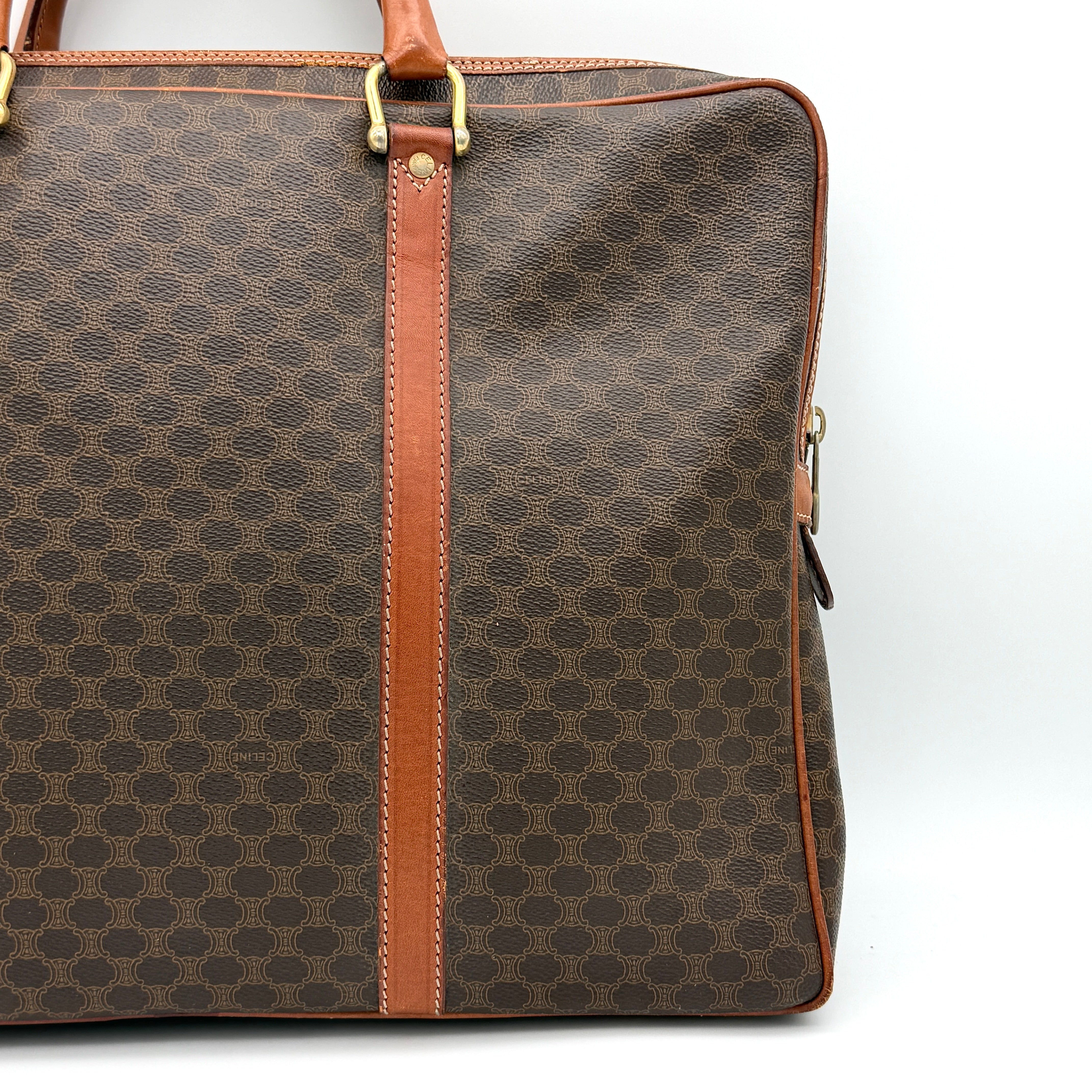Celine Triomphe Macadam Briefcase Bag Brown