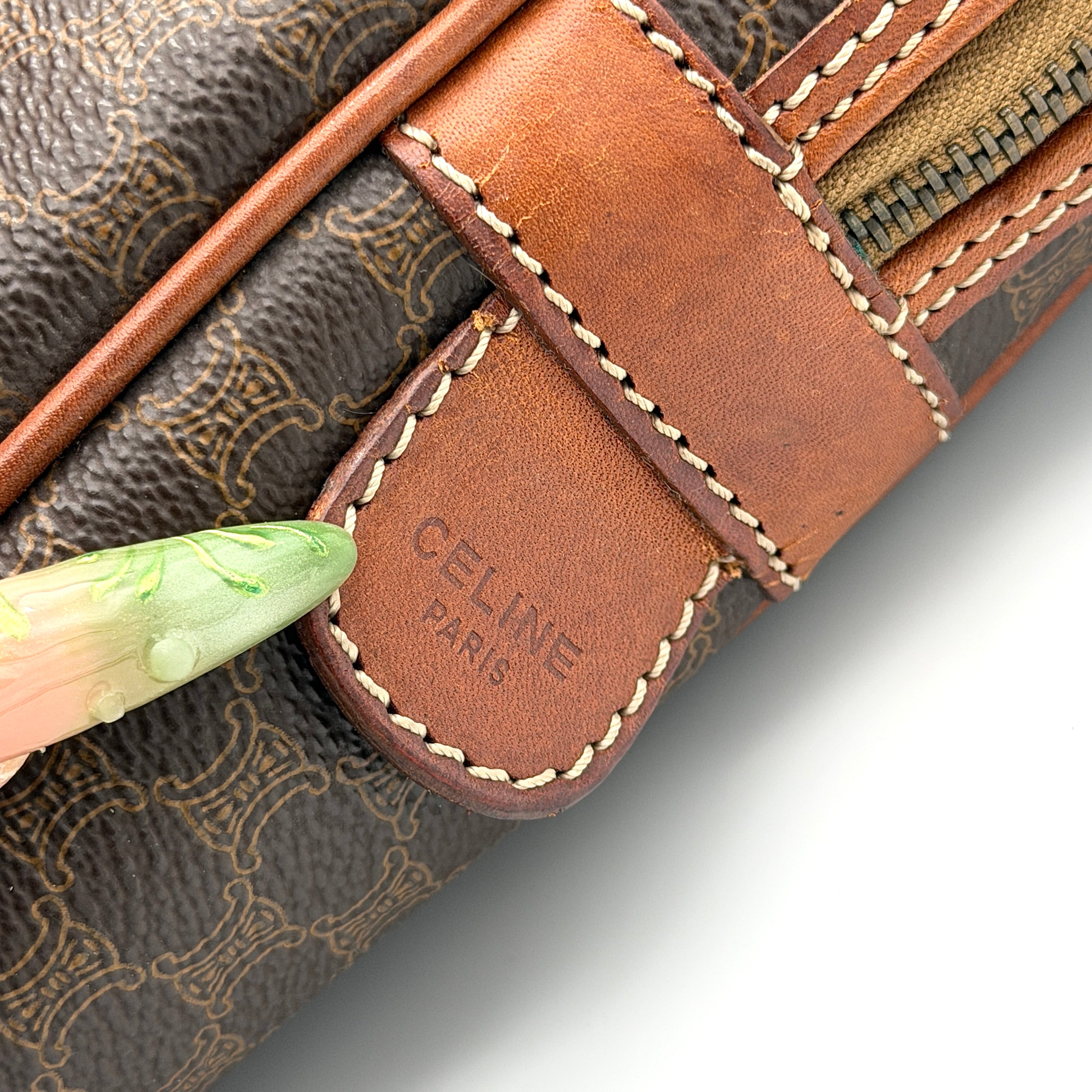 Celine Triomphe Macadam Briefcase Bag Brown