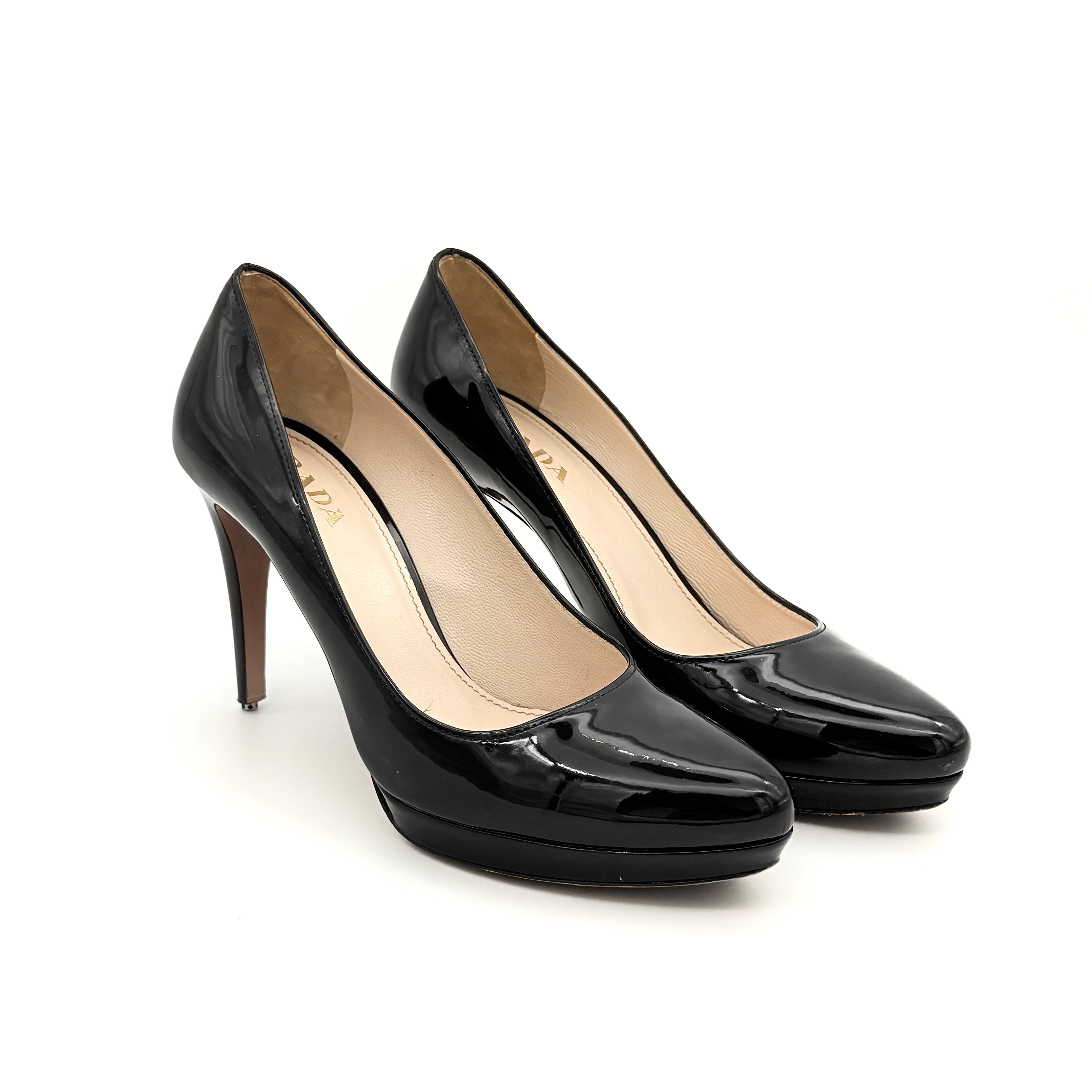Prada Patent Leather Platform Pumps Black