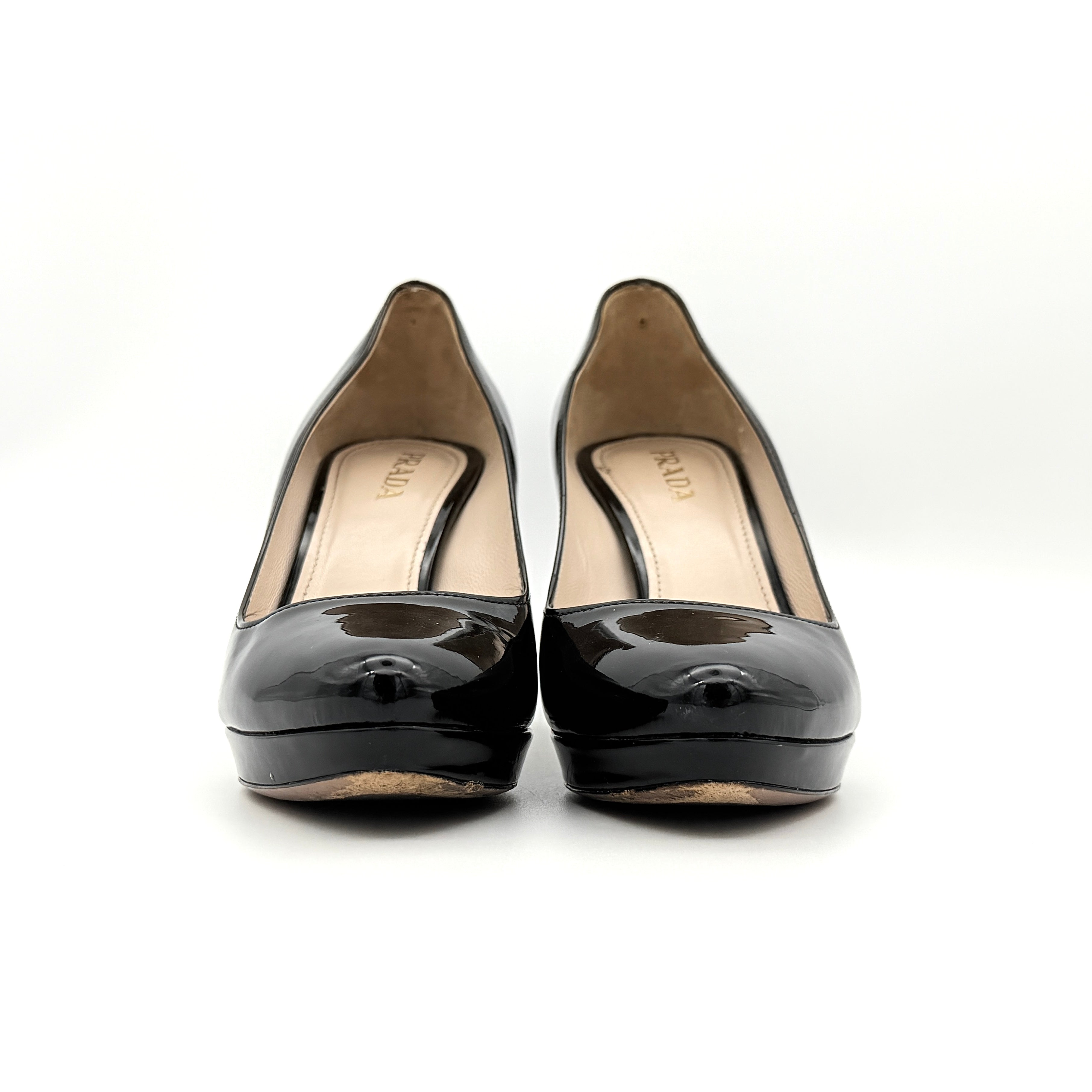 Prada Patent Leather Platform Pumps Black