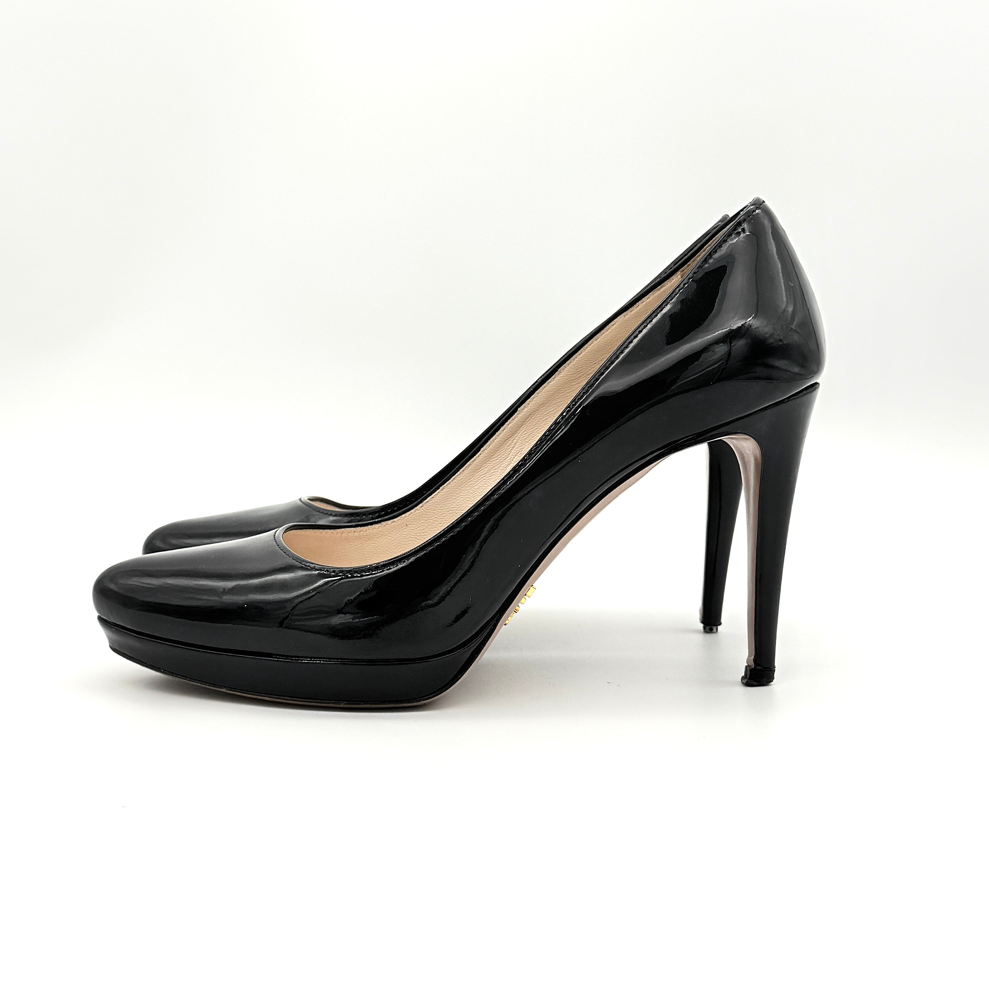 Prada Patent Leather Platform Pumps Black
