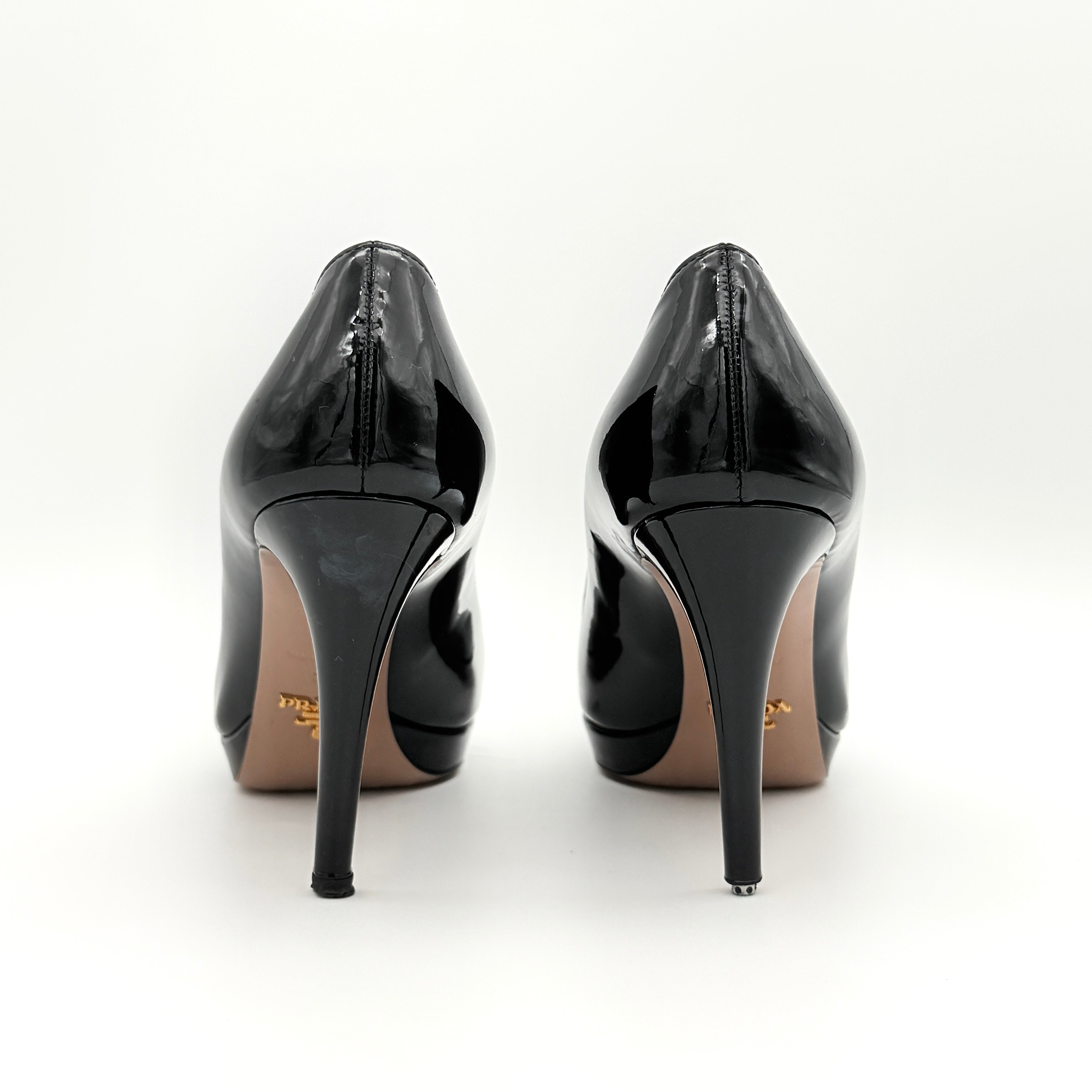 Prada Patent Leather Platform Pumps Black