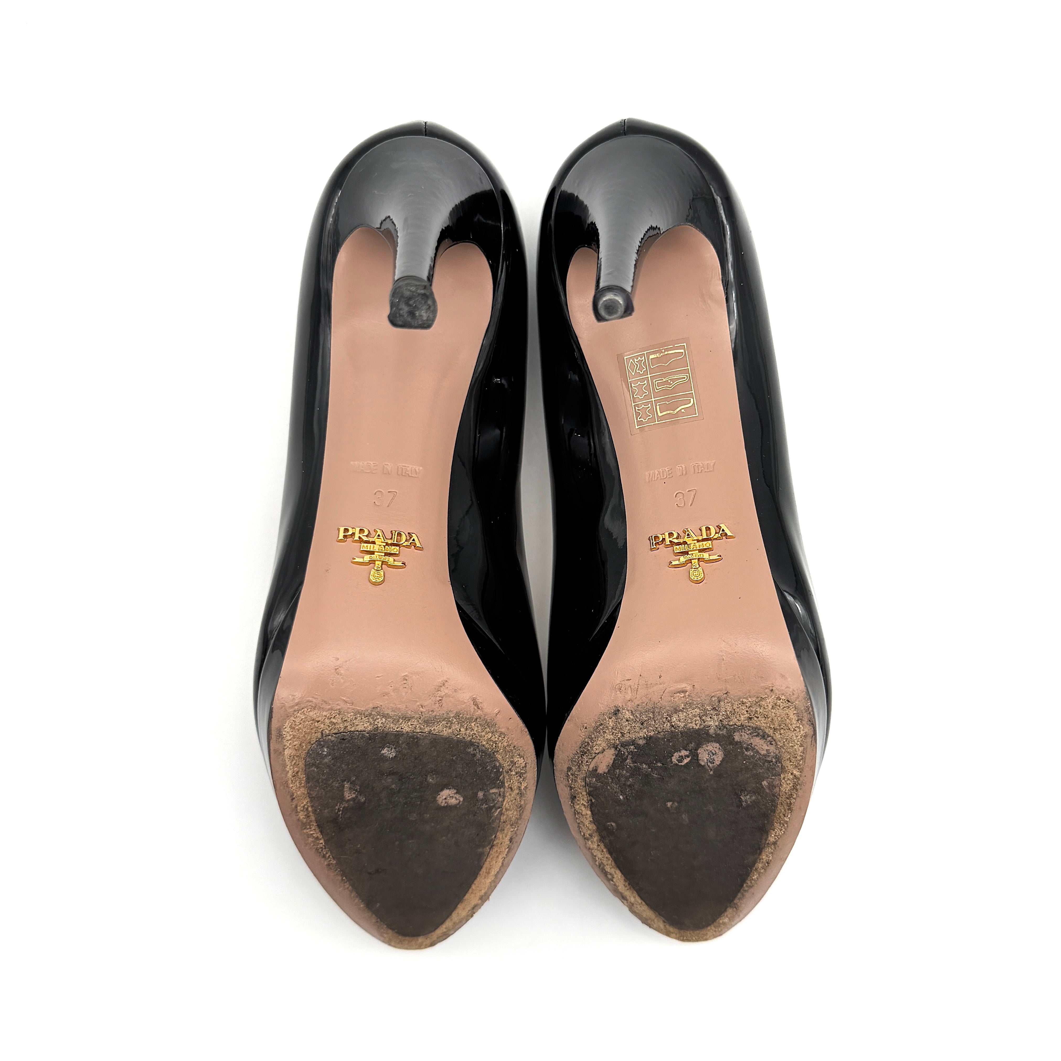 Prada Patent Leather Platform Pumps Black