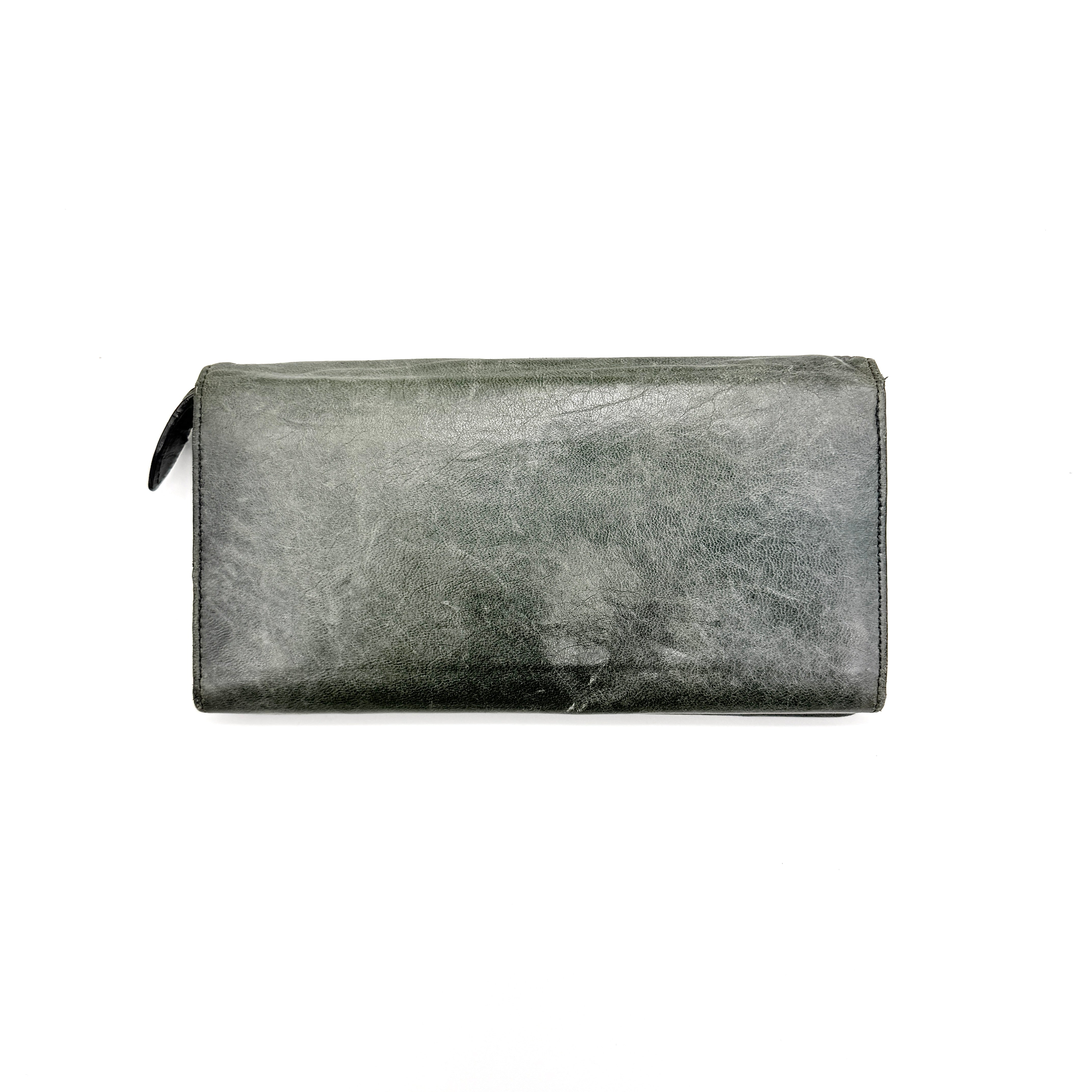 Balenciaga City Motorcycle Studded Long Wallet Grey