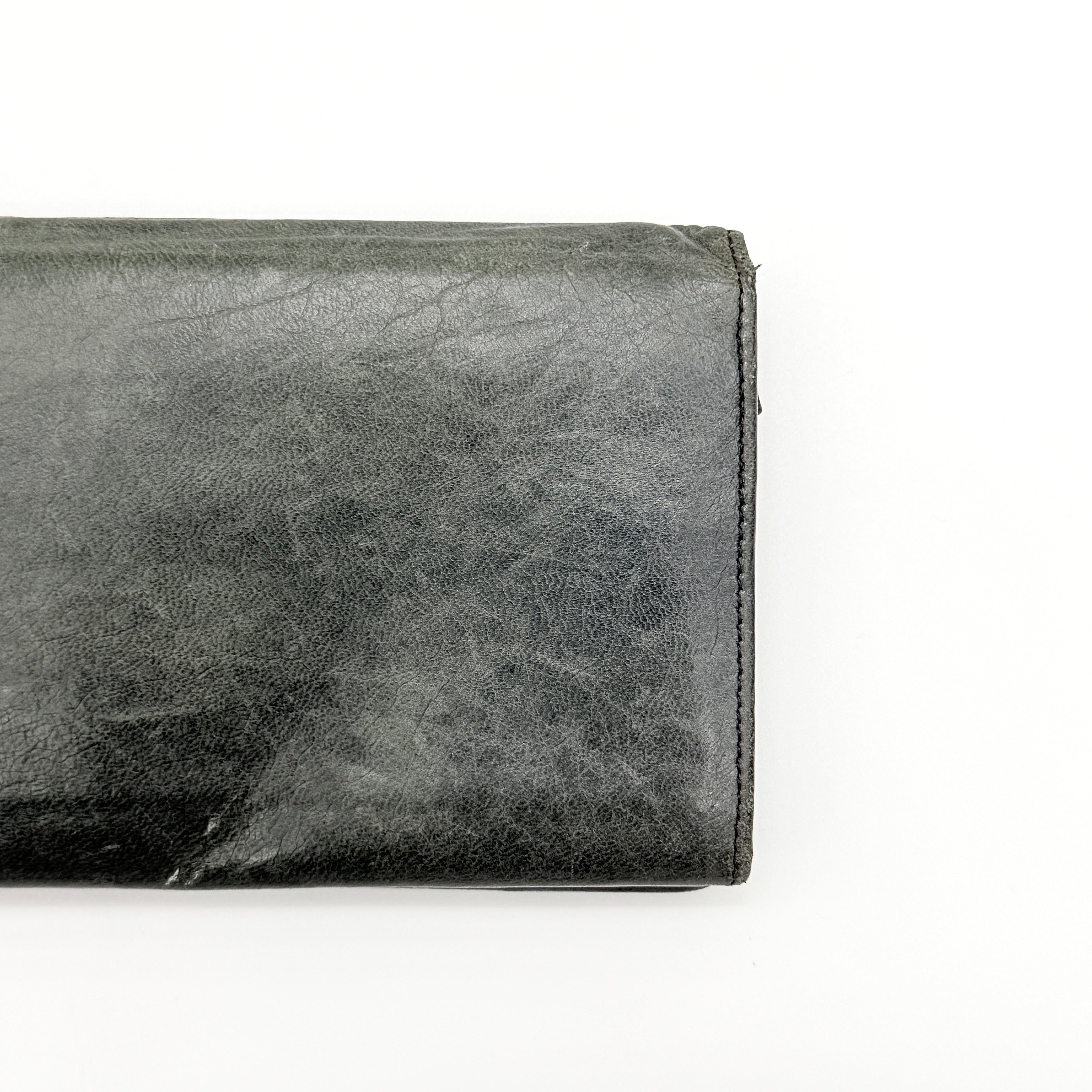 Balenciaga City Motorcycle Studded Long Wallet Grey