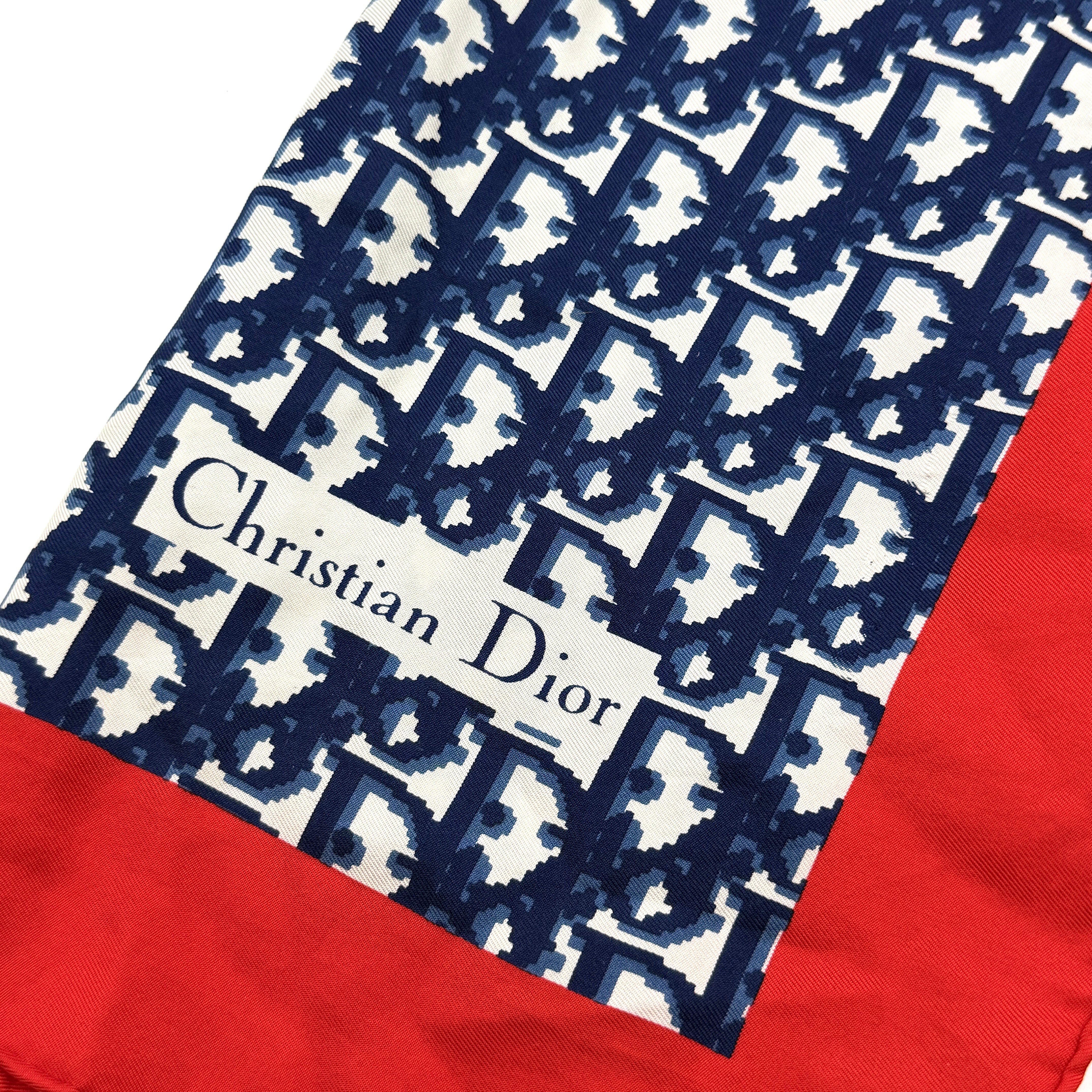 Dior Monogram Silk Scarf Navy/Red