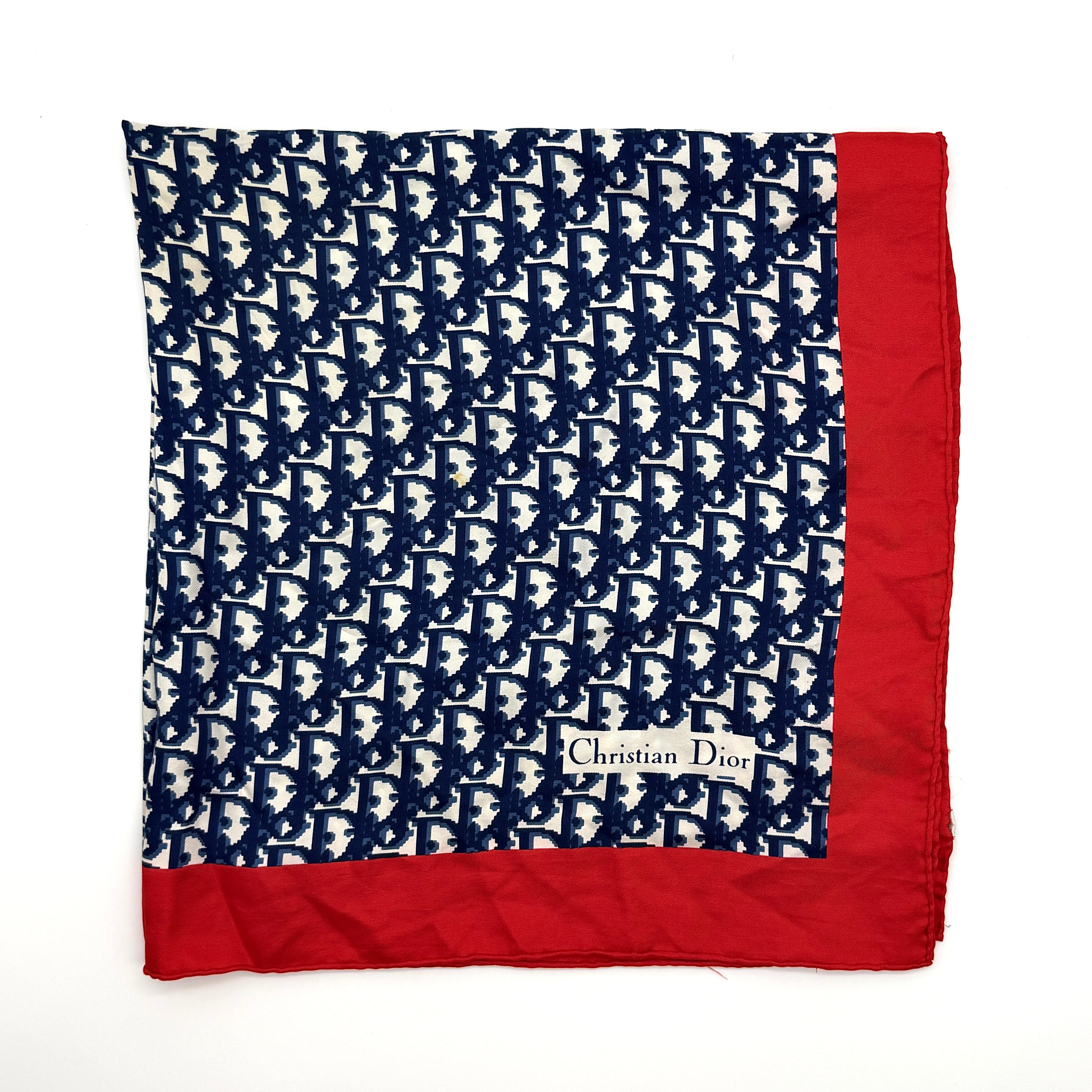 Dior Monogram Silk Scarf Navy/Red