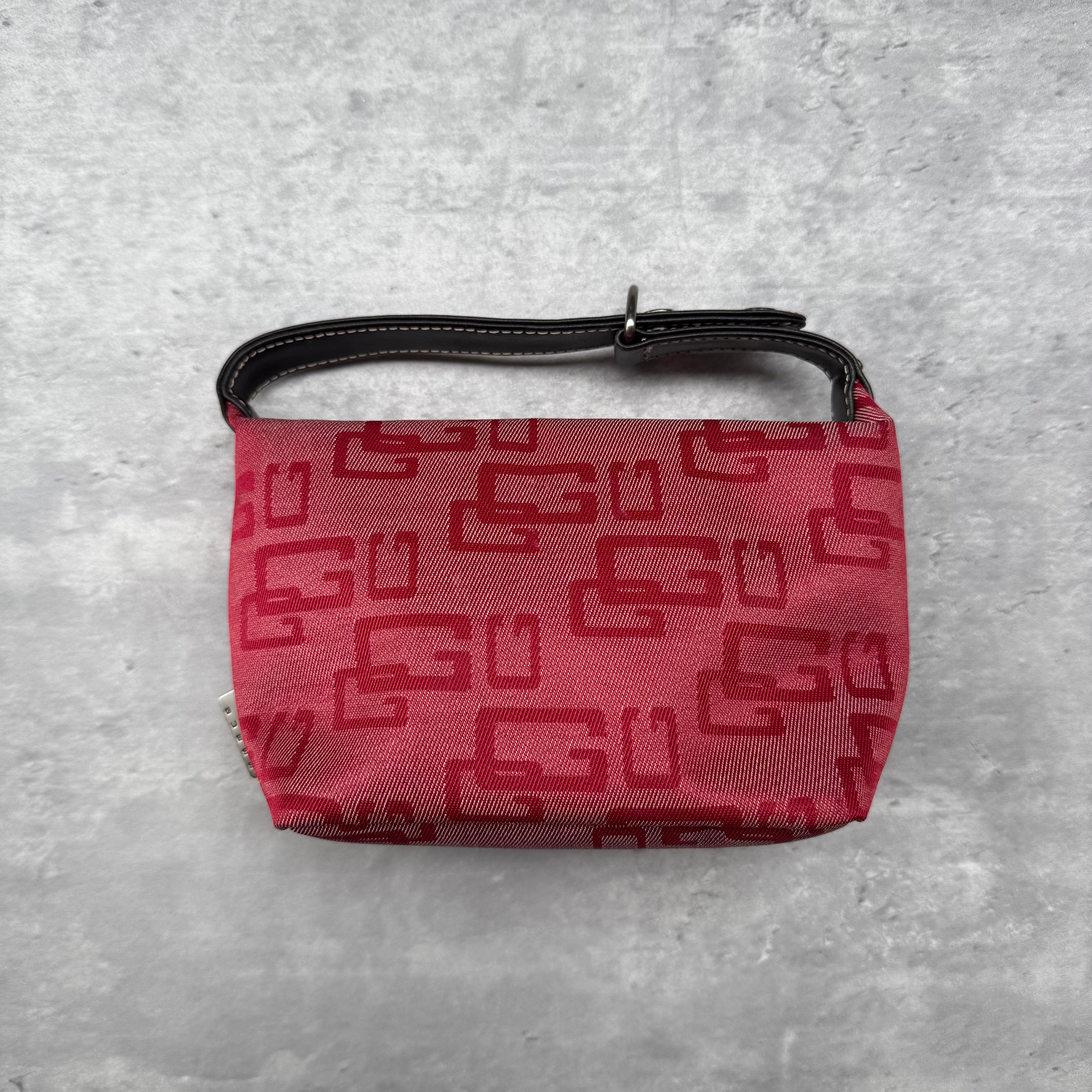 Guess Y2K Monogram Mini Hobo Shoulder Bag Red