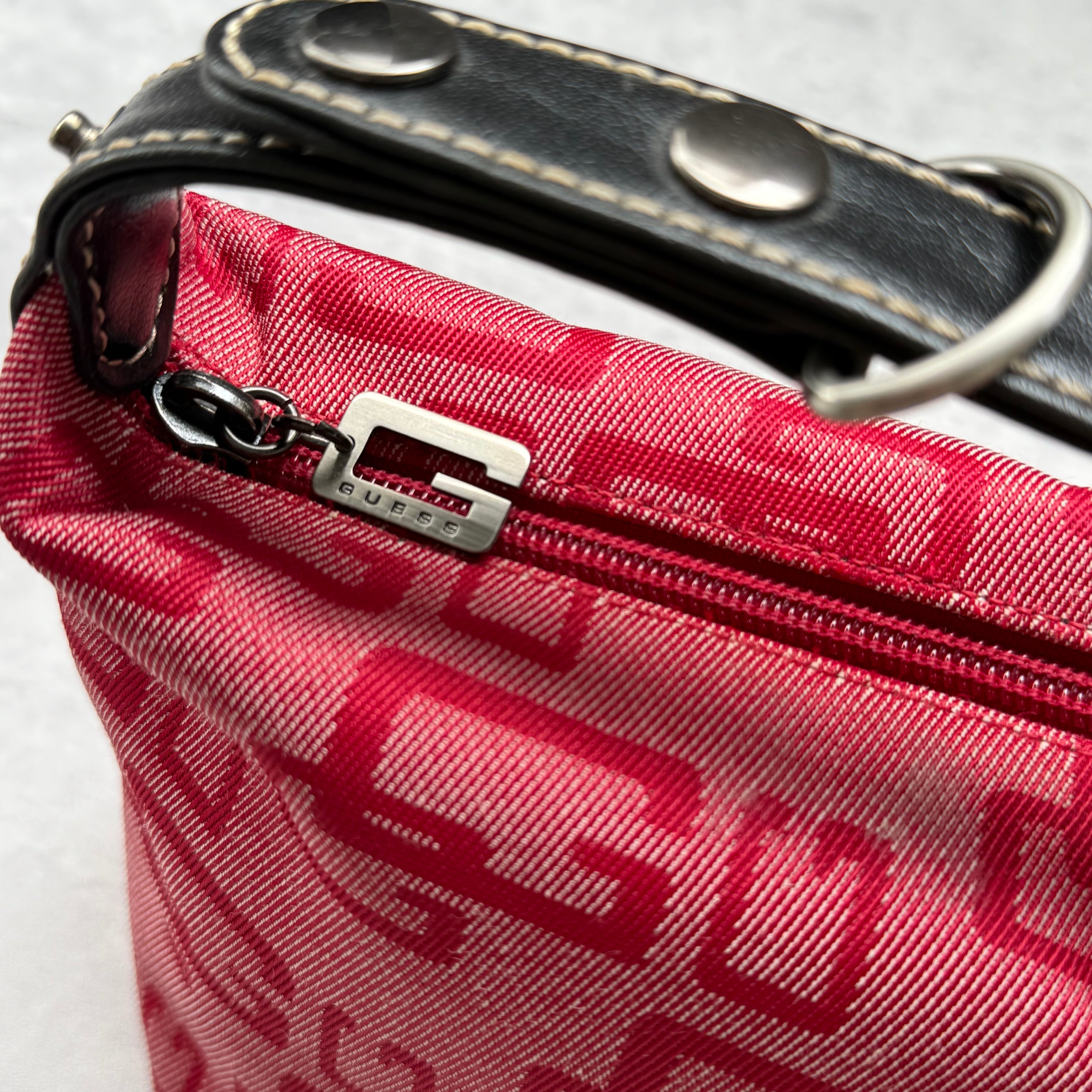 Guess Y2K Monogram Mini Hobo Shoulder Bag Red