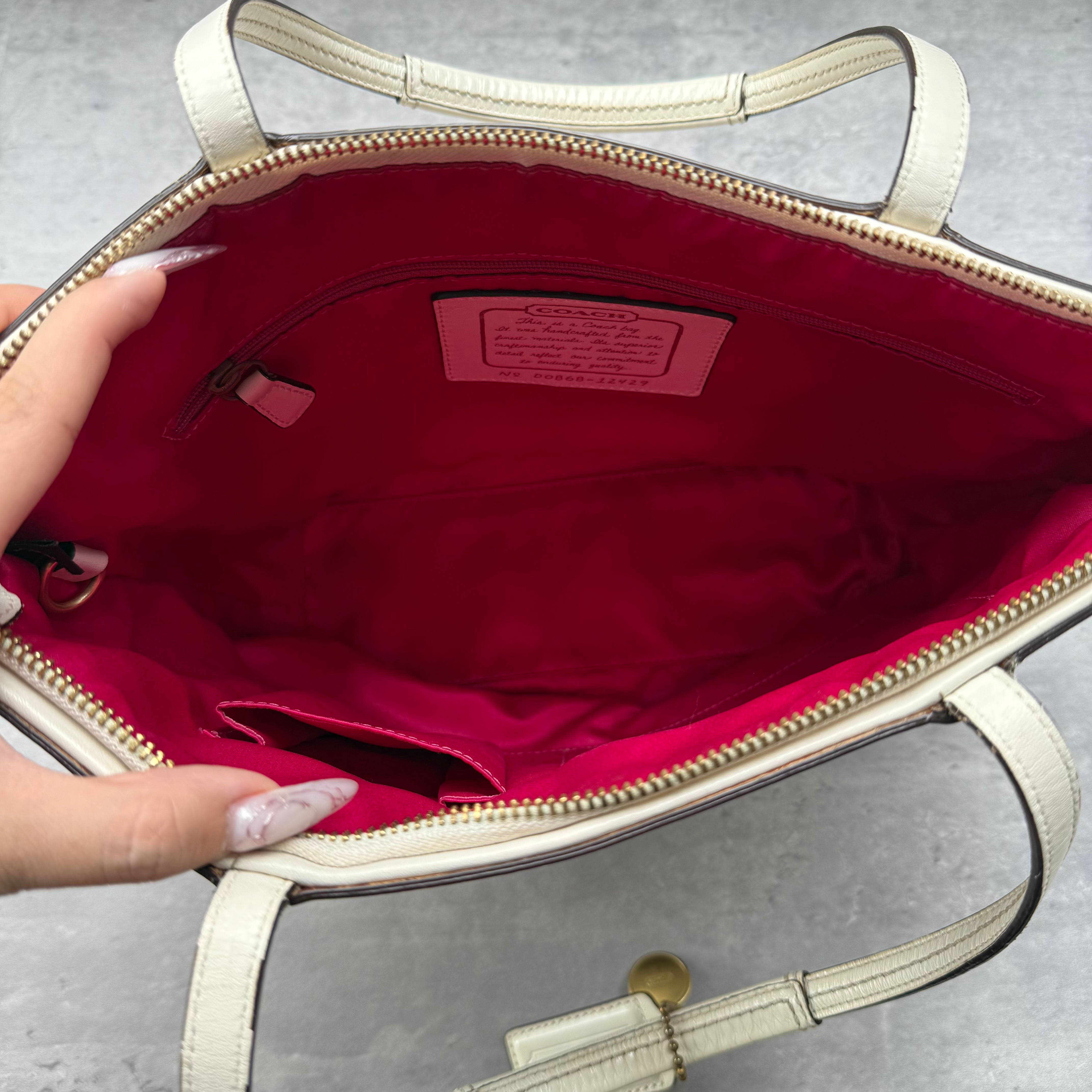 Coach Signature Sufflette Tote Bag Beige/White