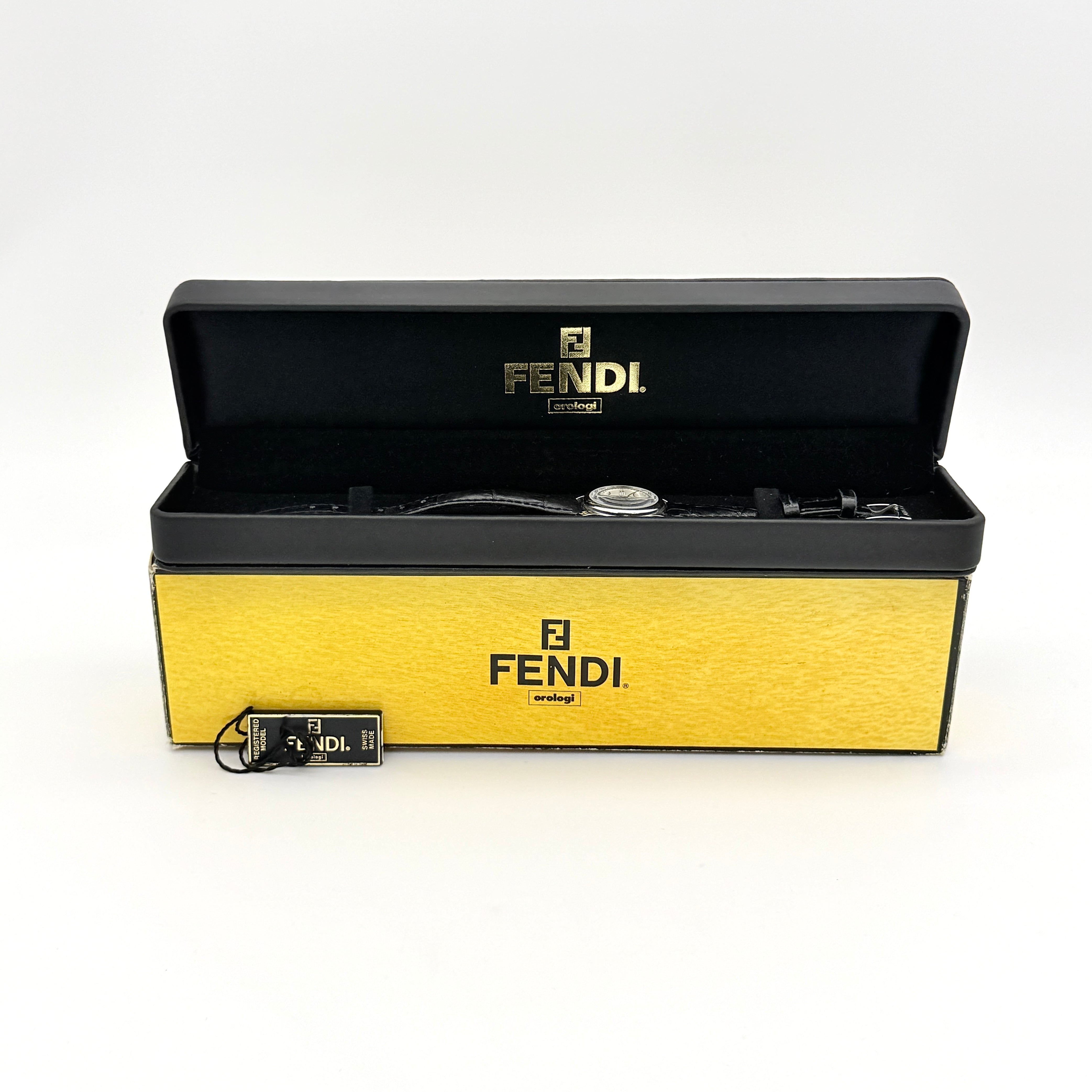 Fendi 210L Silver Dial Quartz Watch Black