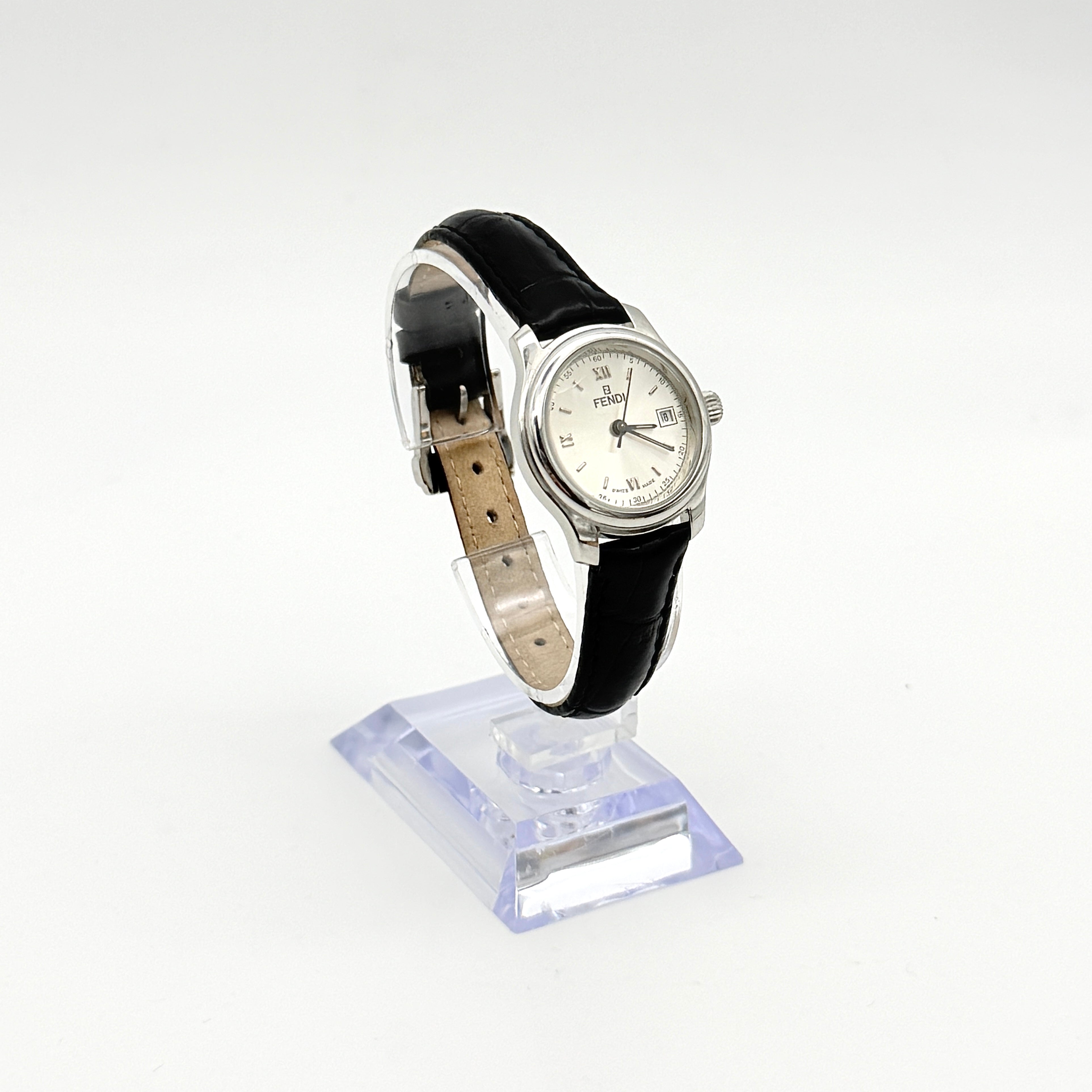 Fendi 210L Silver Dial Quartz Watch Black
